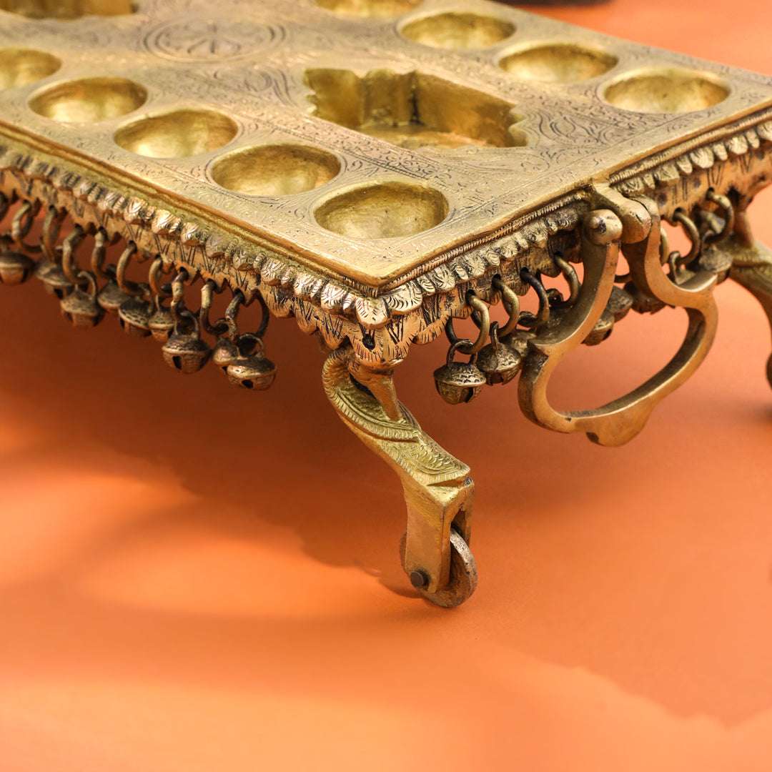 Brass Pallanguzhi Game Board with Wheels (20 Inch) - Image 7