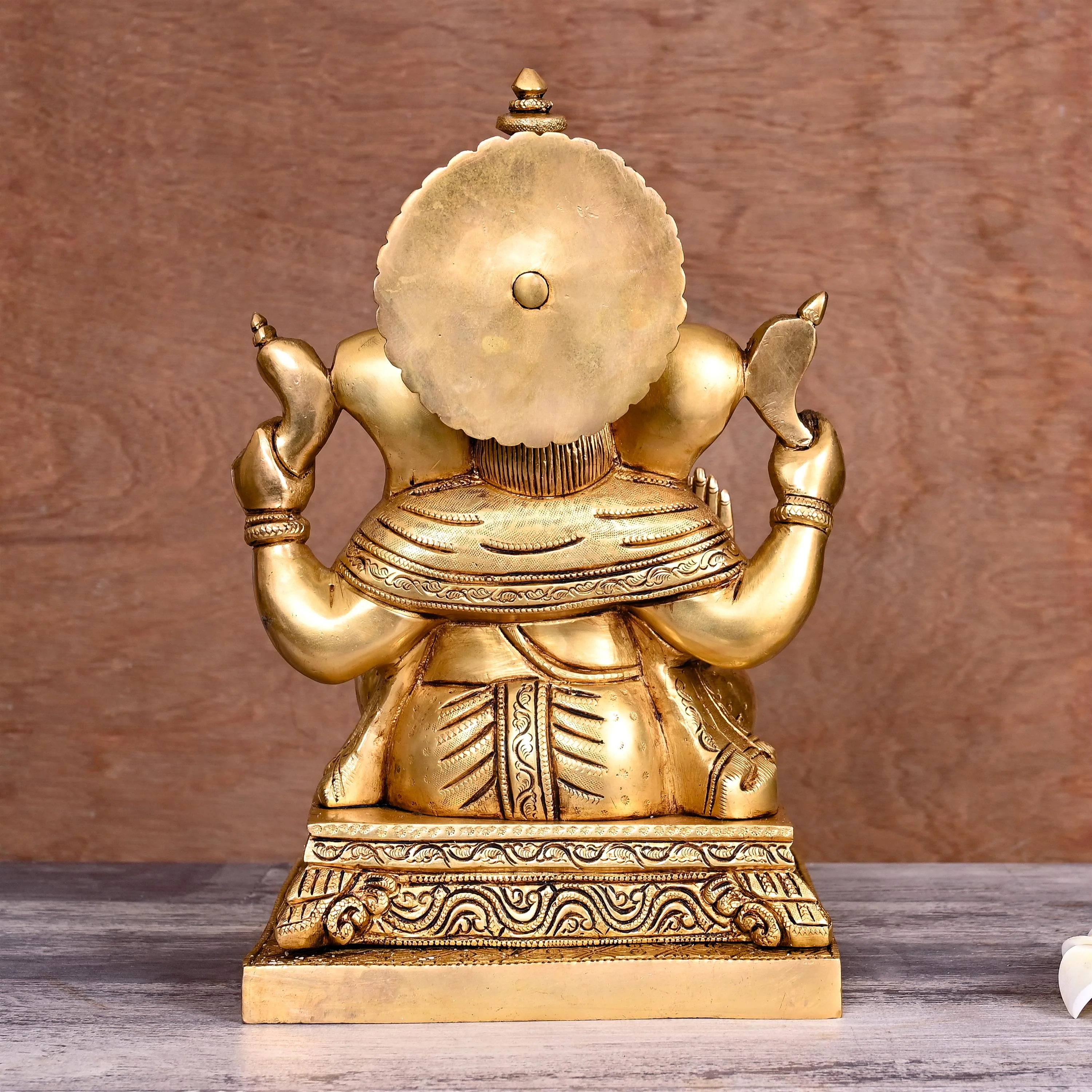 Brass Blessing Sitting Ganesha Statue (12 Inch) - Image 3