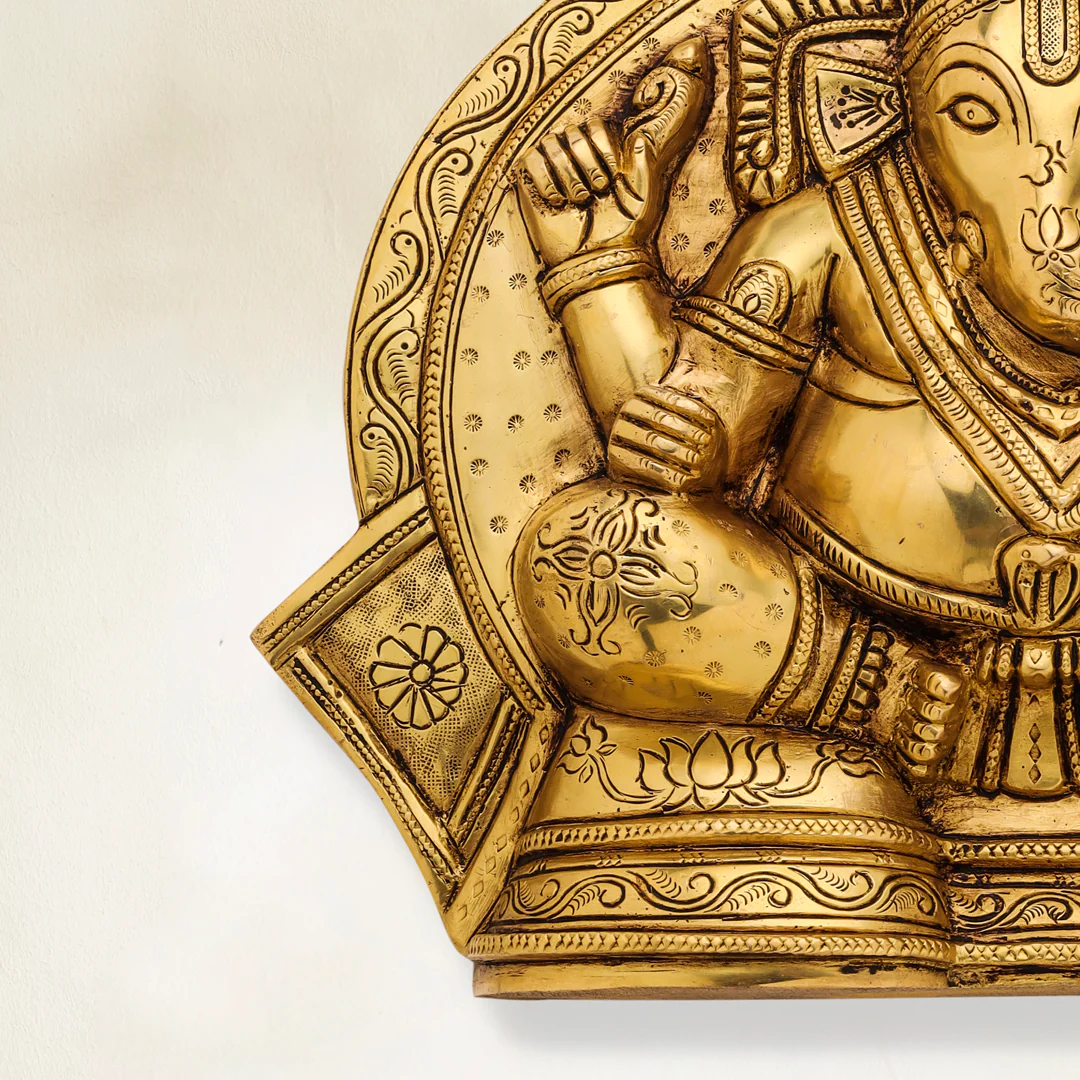 Brass Coconut Ganesha Wall Hanging (11.5 Inch) - Image 3