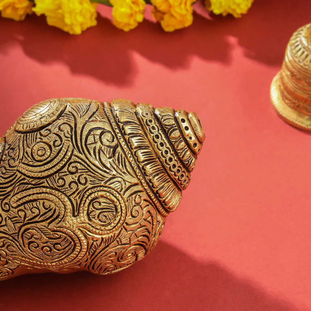 Brass Lord Ganesha Conch (4 Inch) - Image 5