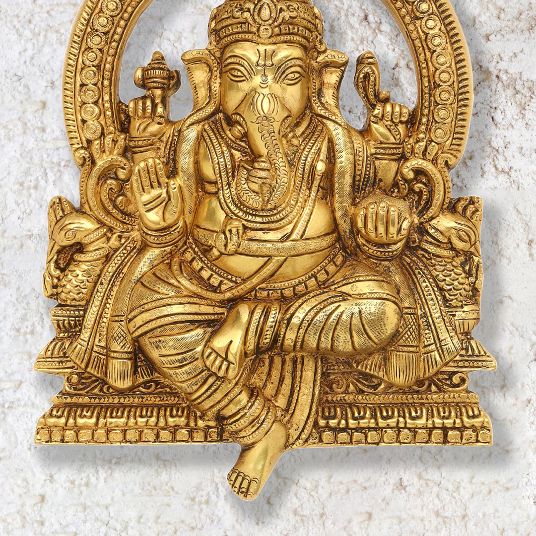 Brass Ganesha Wall Hanging (11.5 Inch) - Image 4