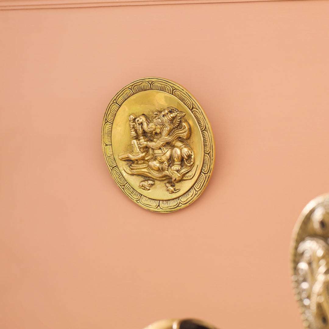 Brass Ganesha Wall Hanging Plate (5.4 Inch) - Image 3