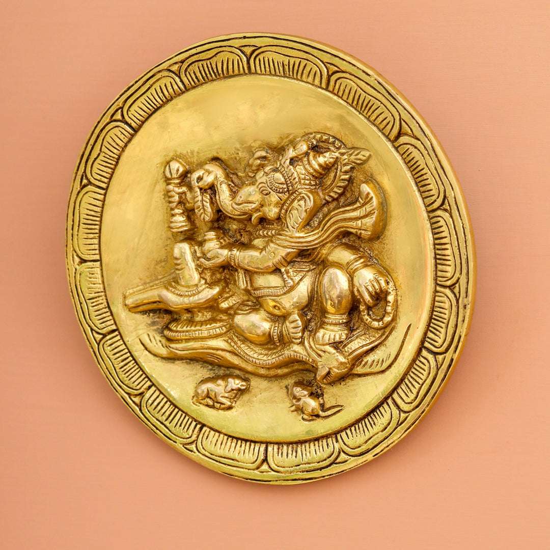 Brass Ganesha Wall Hanging Plate (5.4 Inch) - Image 4