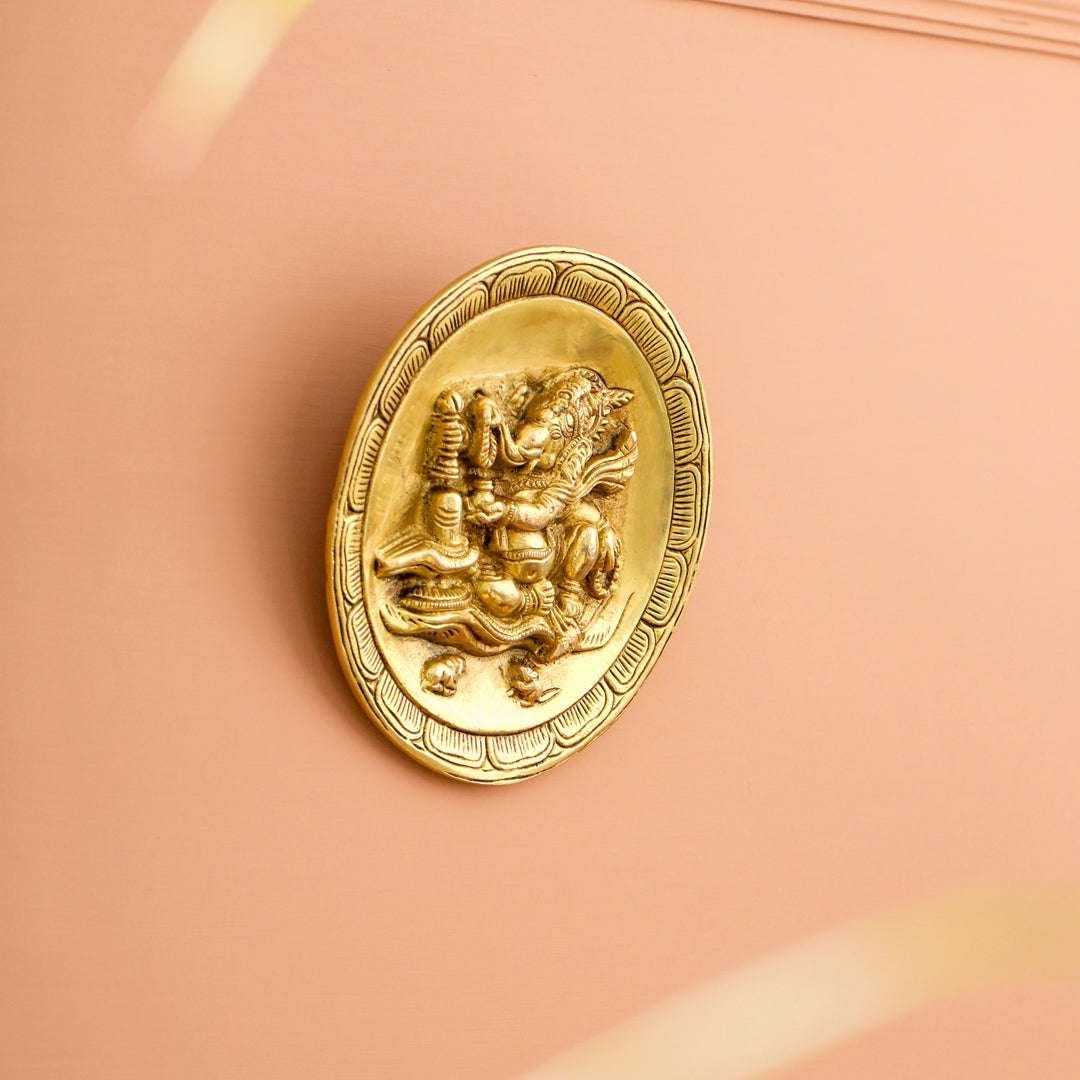 Brass Ganesha Wall Hanging Plate (5.4 Inch) - Image 5