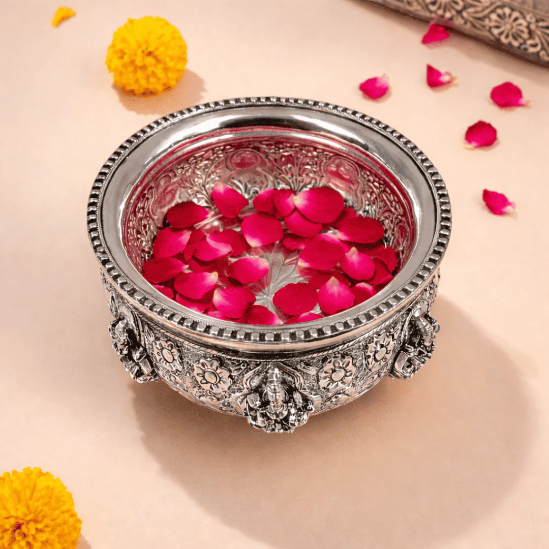 German Silver Ashtalakshmi Urli (4 Inch) - Image 2
