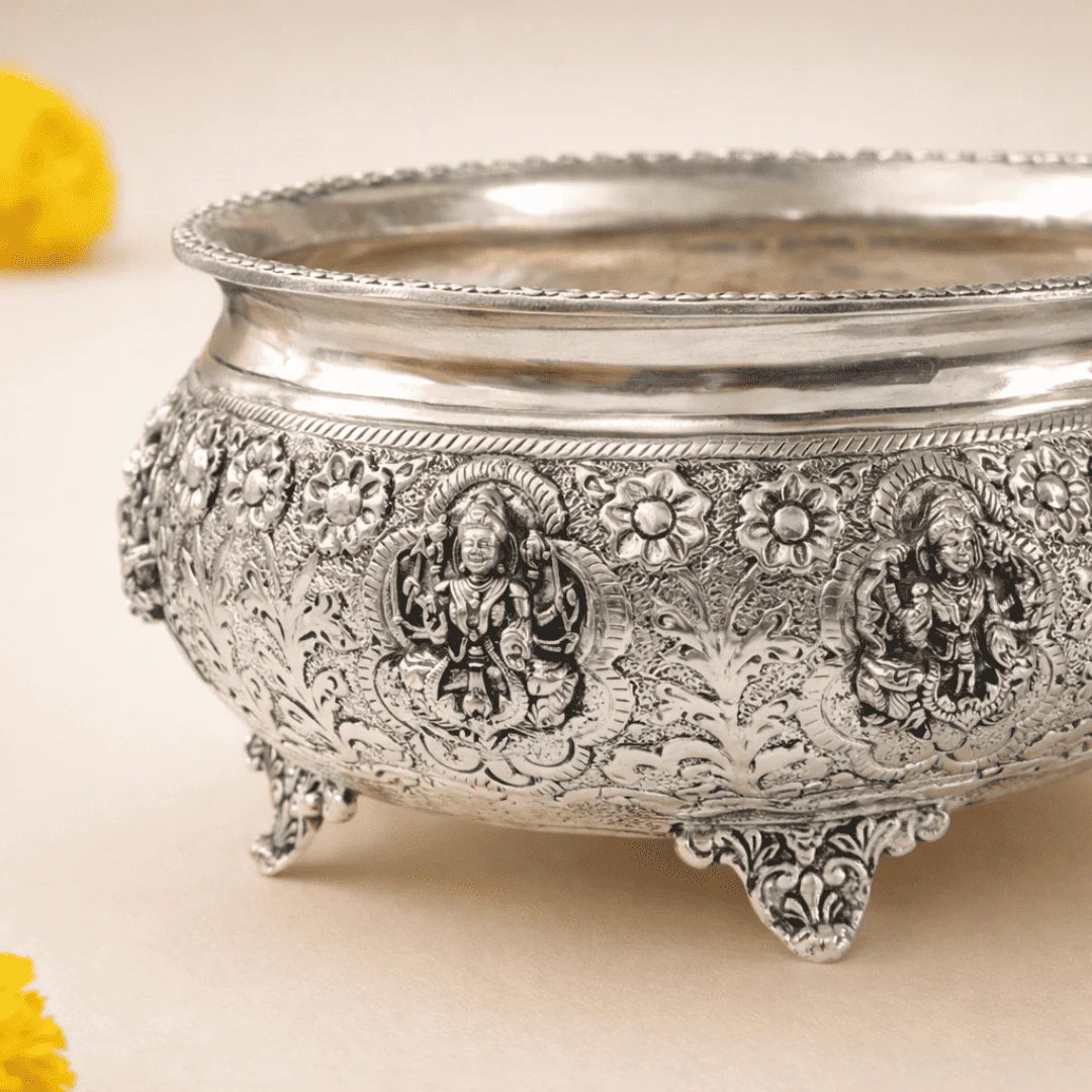German Silver Ashtalakshmi Urli (4 Inch) - Image 4