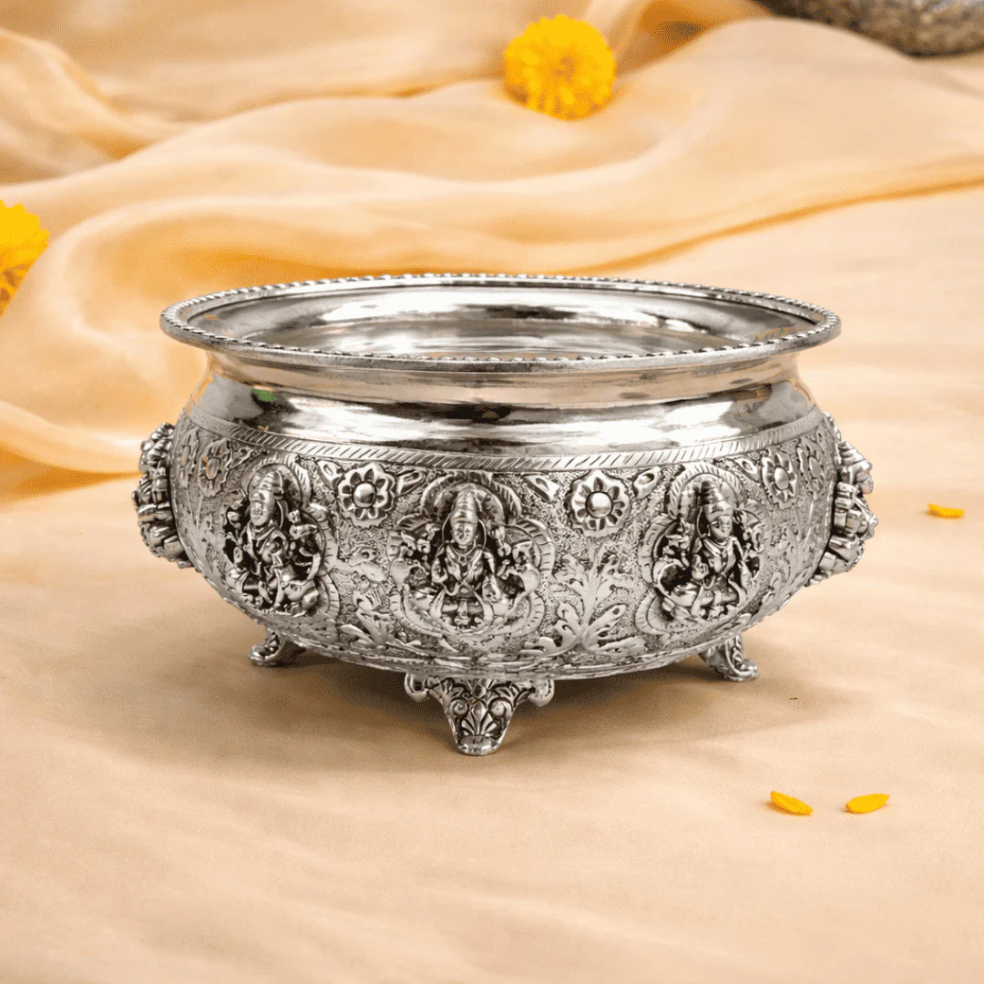 German Silver Ashtalakshmi Urli (4 Inch) - Image 5