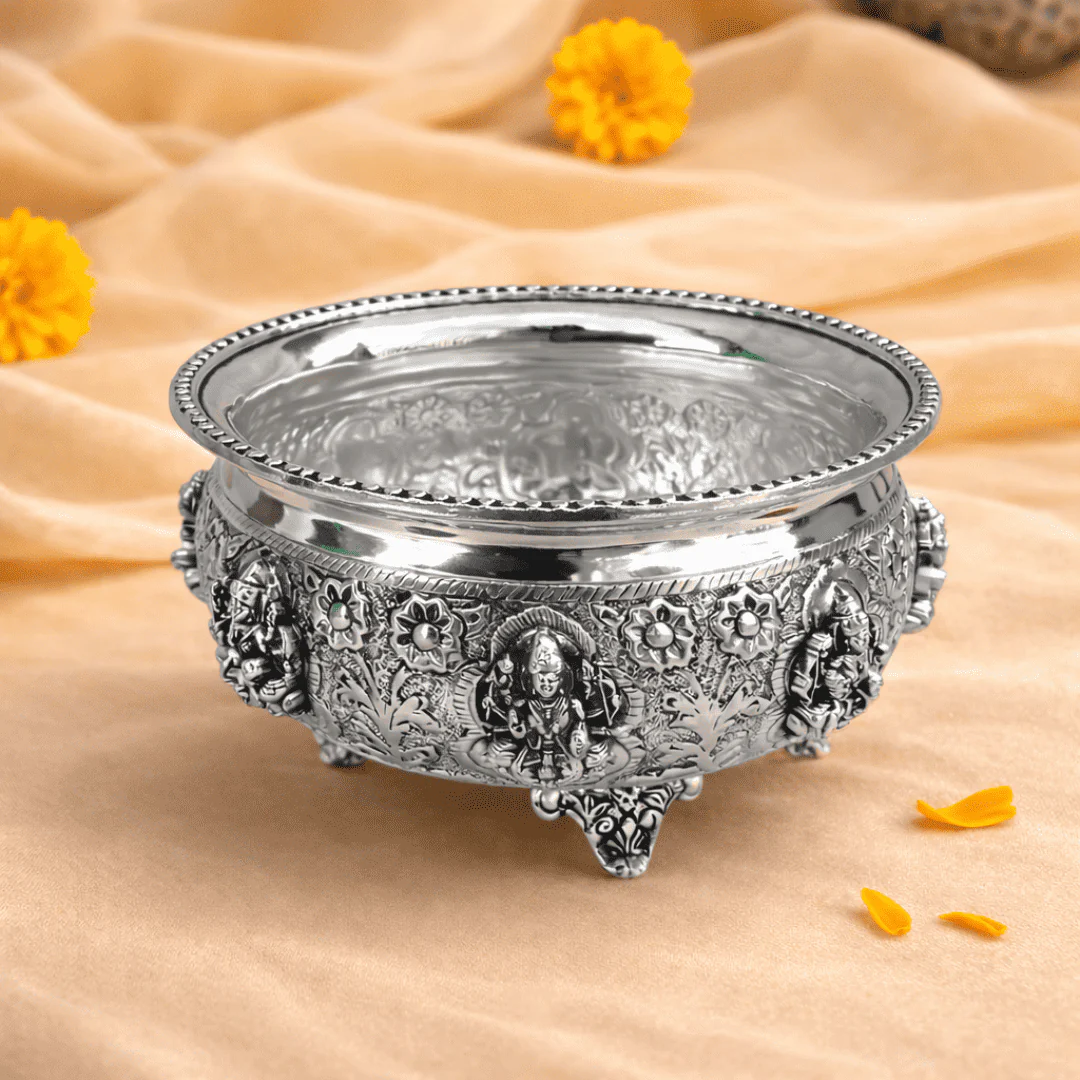 German Silver Ashtalakshmi Urli (4 Inch) - Image 6