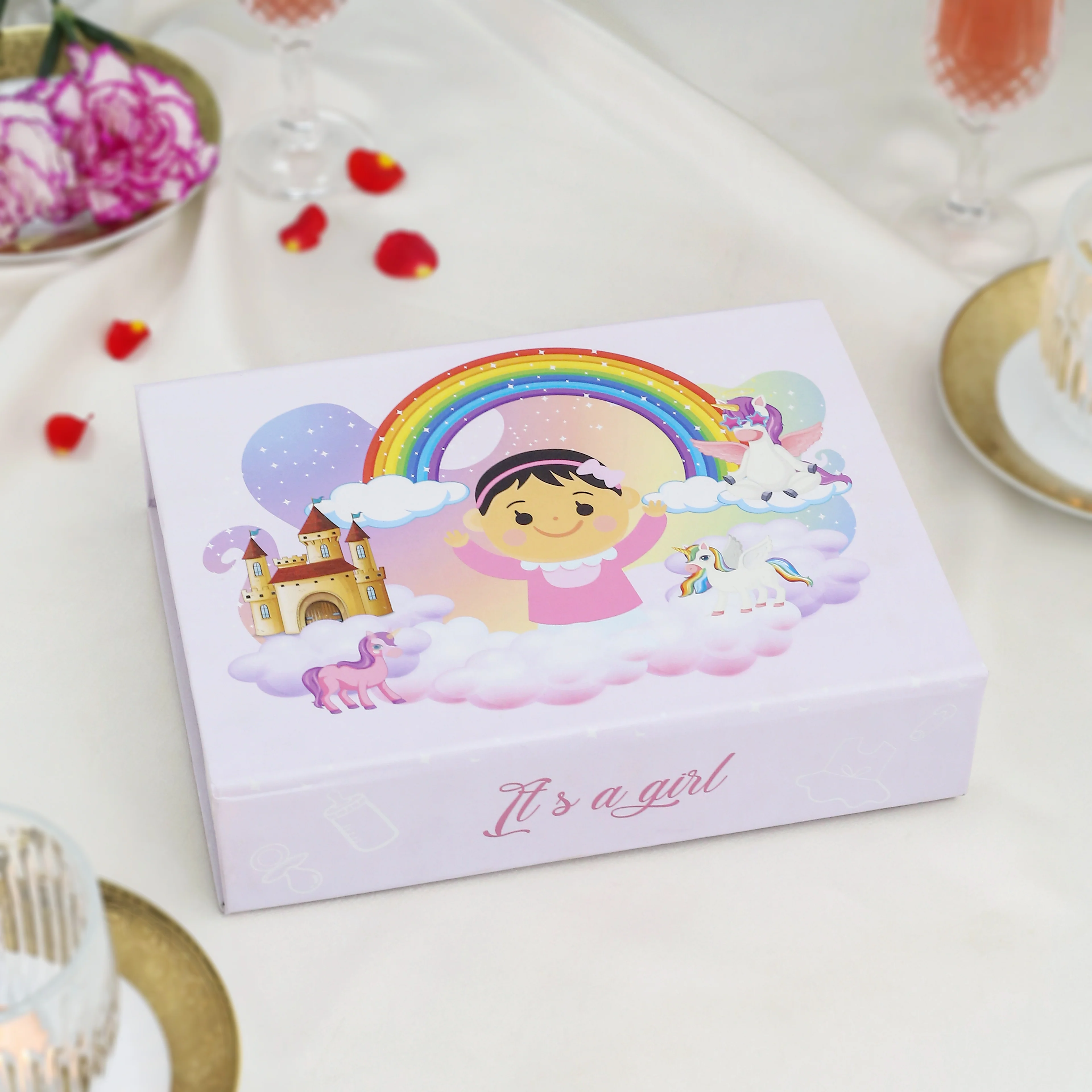 Brass Bowl Pair & Spoon Pair Baby Girl Gift Box Hamper - Image 3