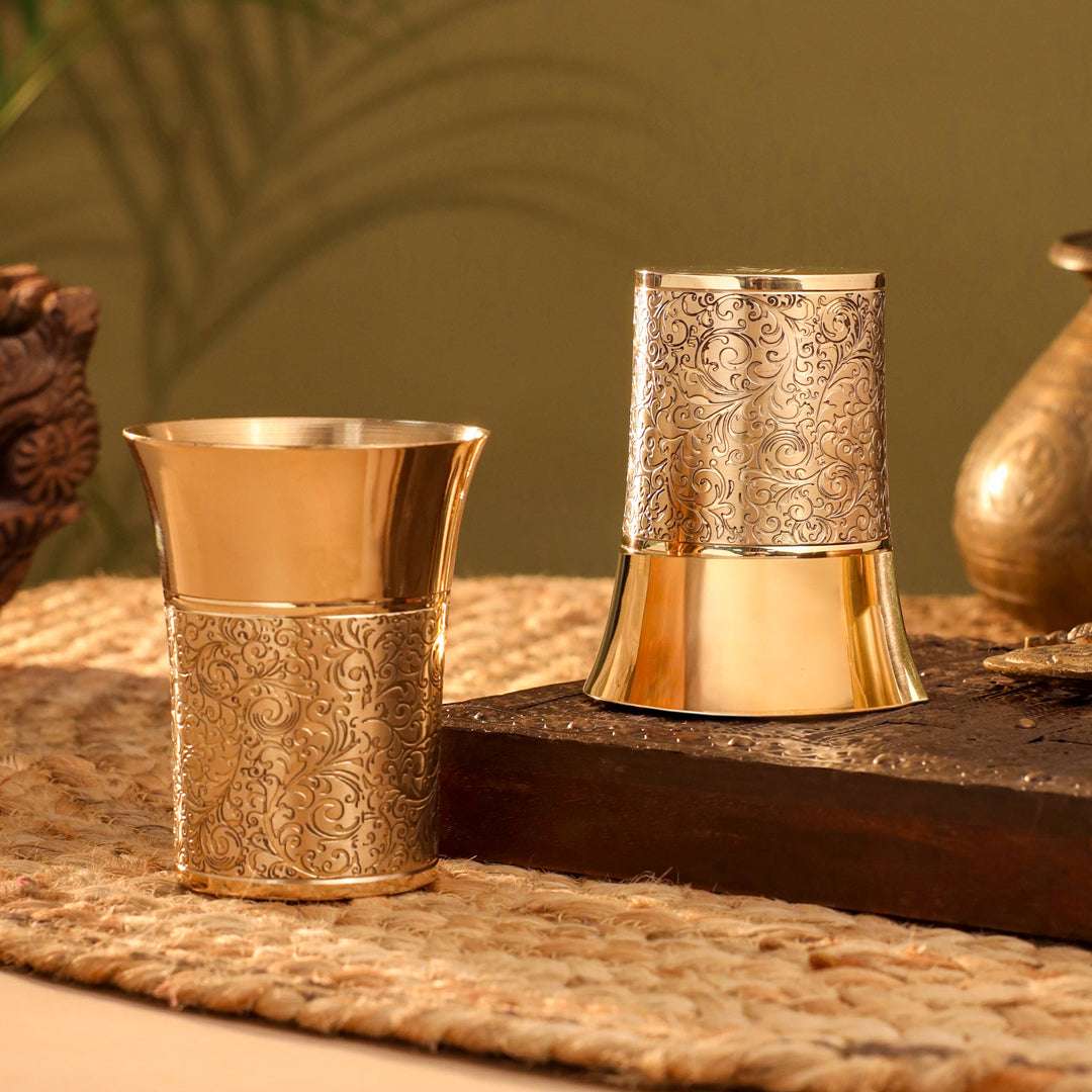 Brass Hand Carved Glass Pair (4.1 Inch) - Image 3