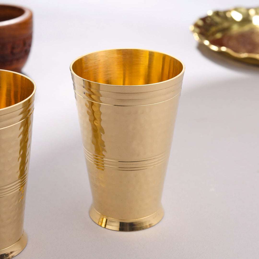 Brass Hammered Glass pair - Image 2