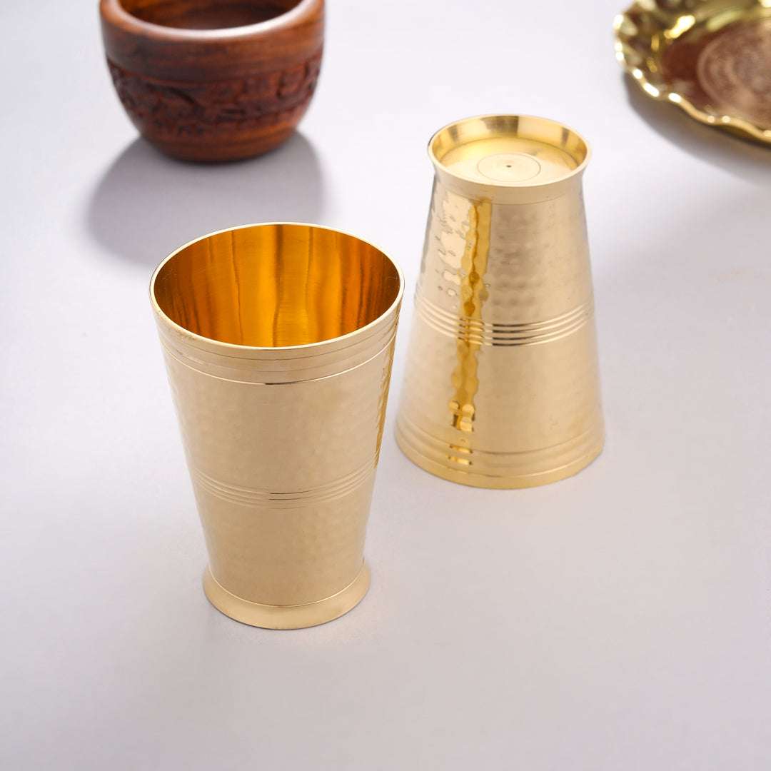 Brass Hammered Glass pair - Image 4