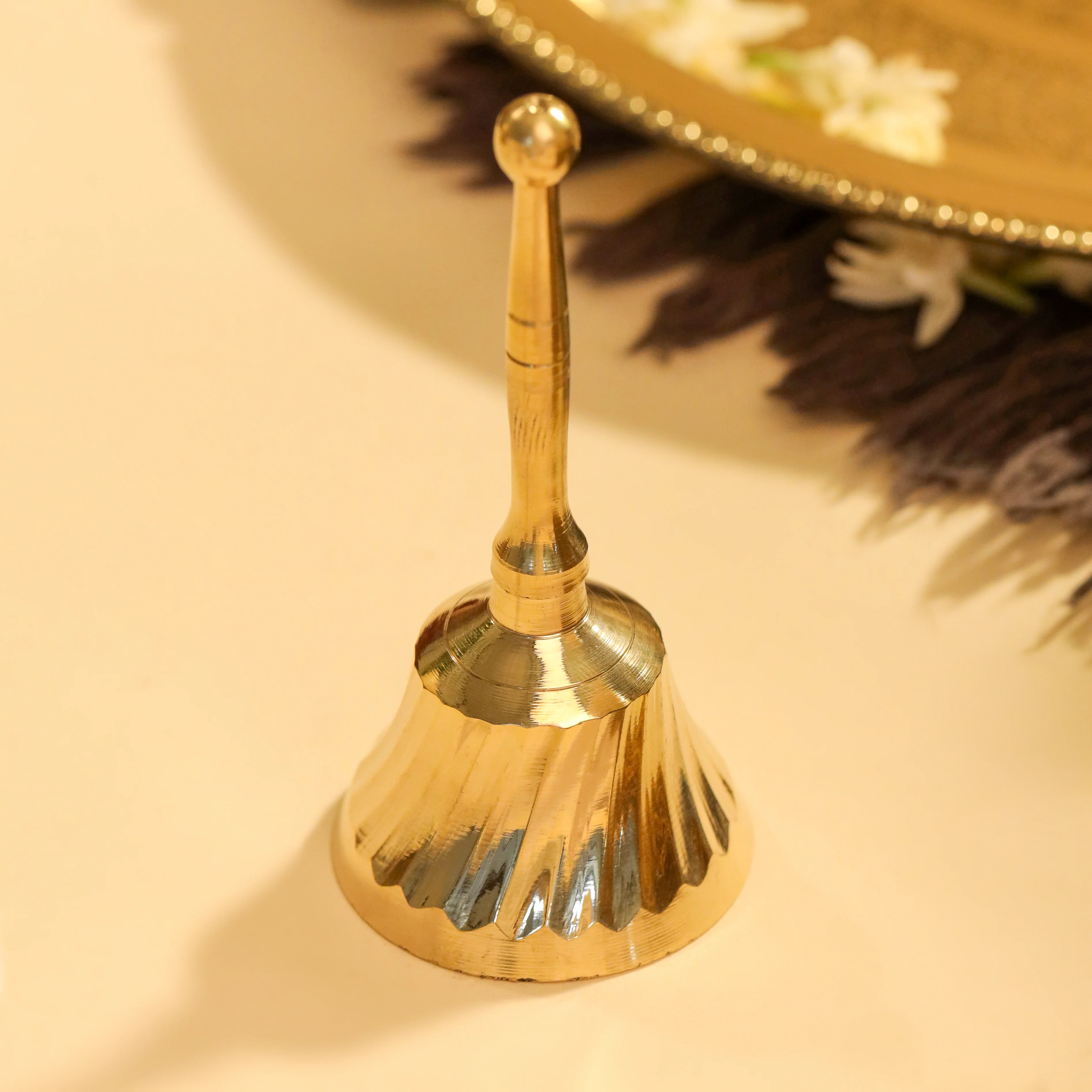 Brass Pooja Thali, Handbell, Agardan & Diya Gift Hamper - Image 7