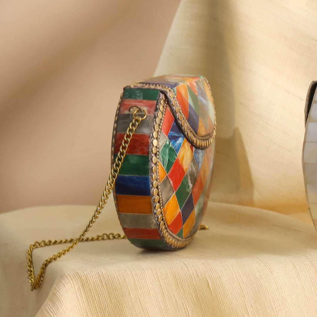 Handcrafted Mosaic Metal Sling Bag - Image 5