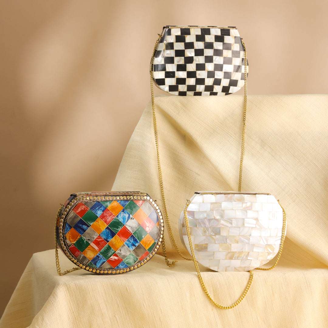 Handcrafted Mosaic Metal Sling Bag - Image 7