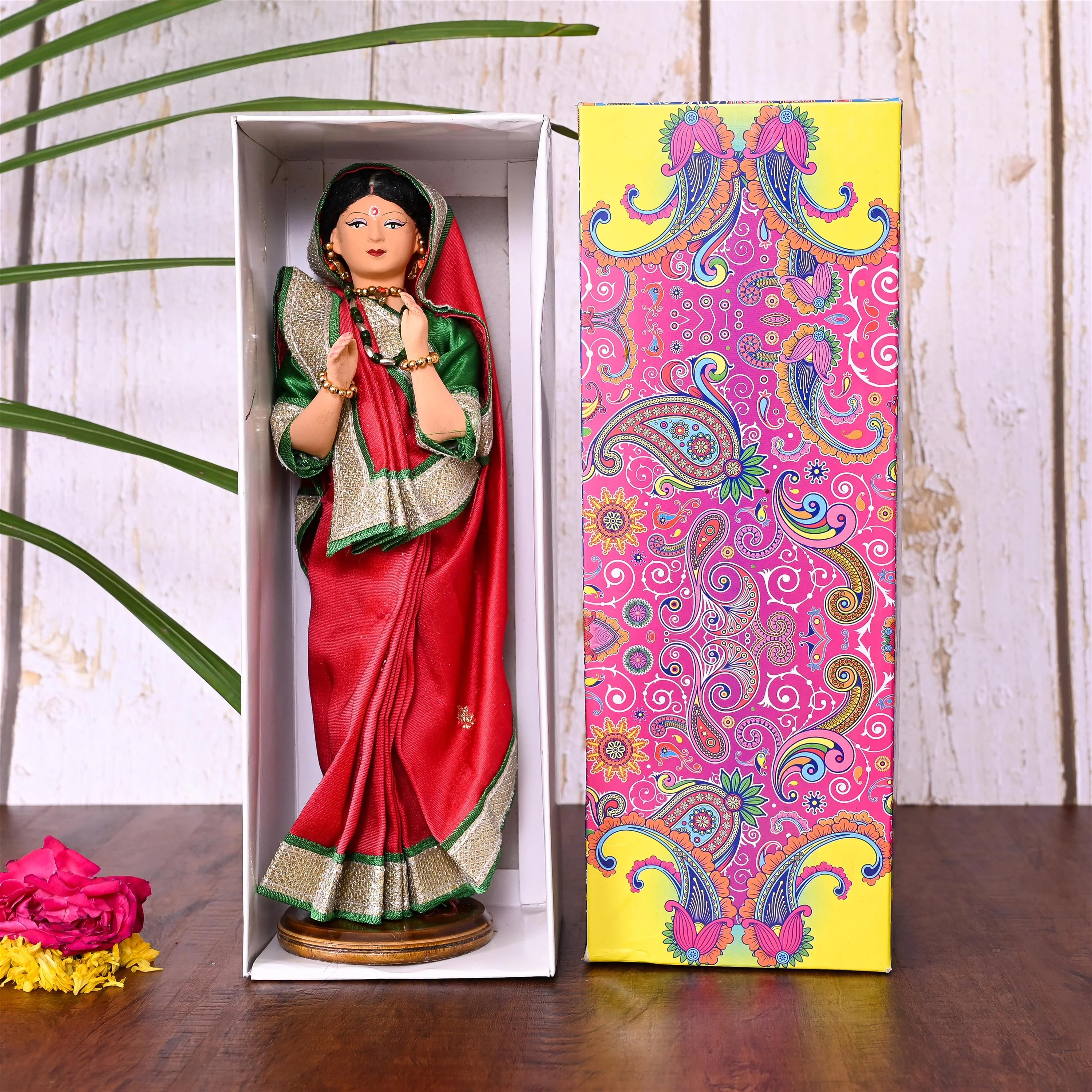 Handmade Rajasthani Doll In Banarasi Saree (10.5 Inch) - Image 10