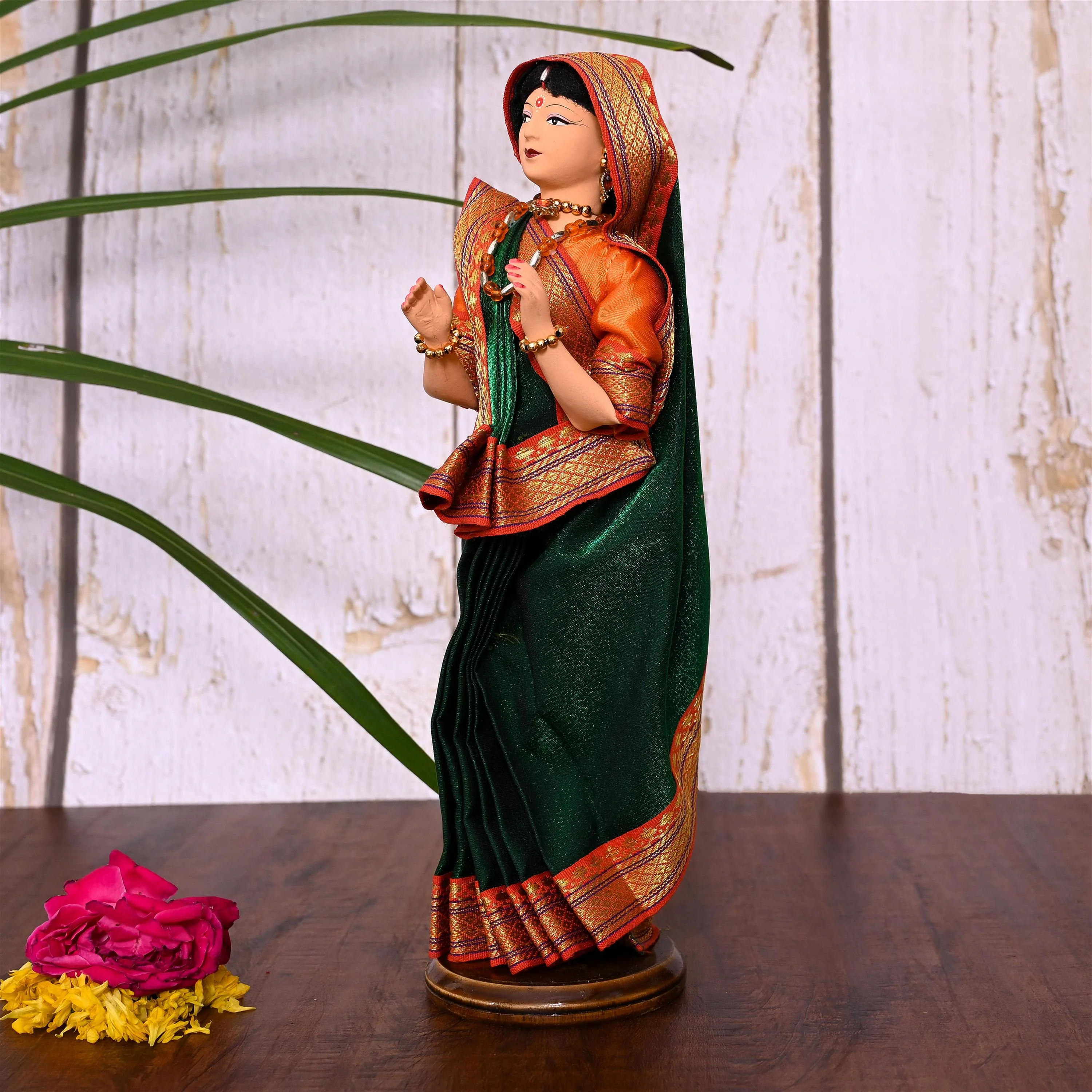 Handmade Rajasthani Doll In Banarasi Saree (10.5 Inch) - Image 11
