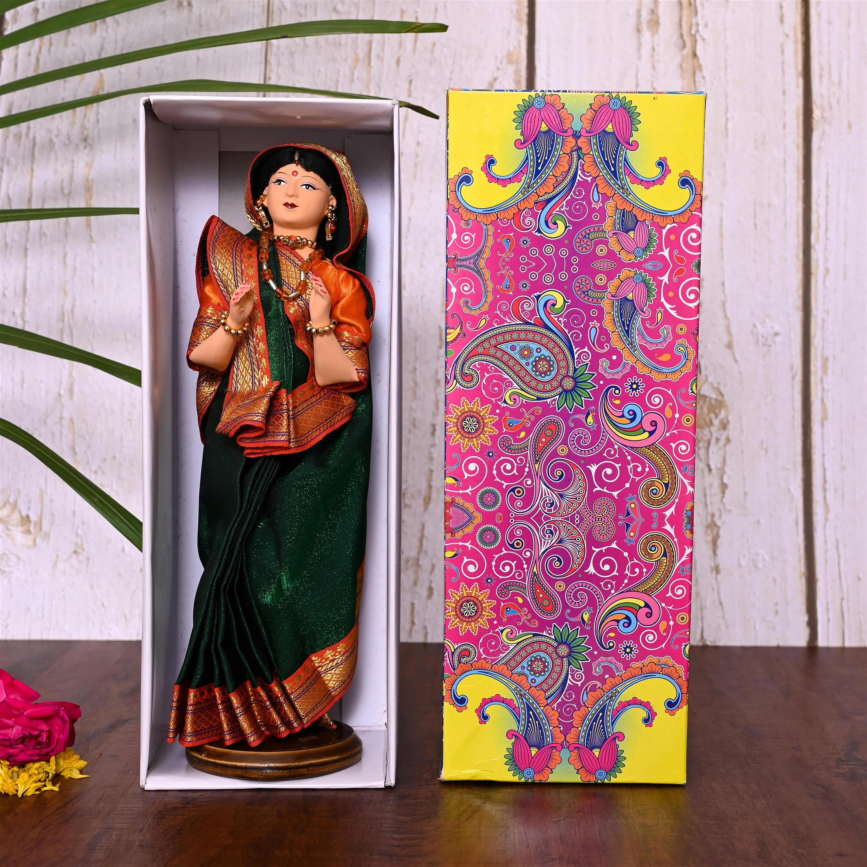 Handmade Rajasthani Doll In Banarasi Saree (10.5 Inch) - Image 12