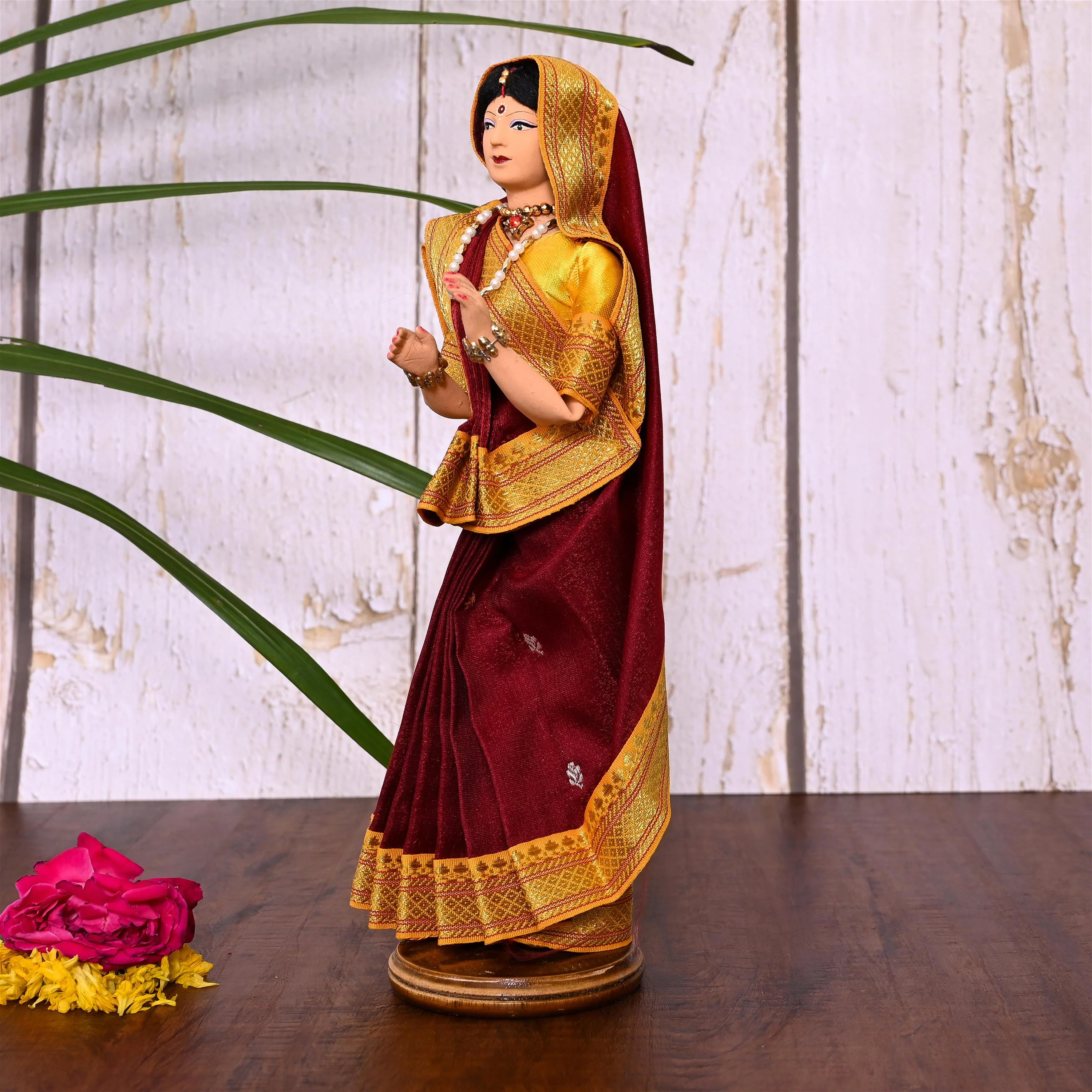 Handmade Rajasthani Doll In Banarasi Saree (10.5 Inch) - Image 13