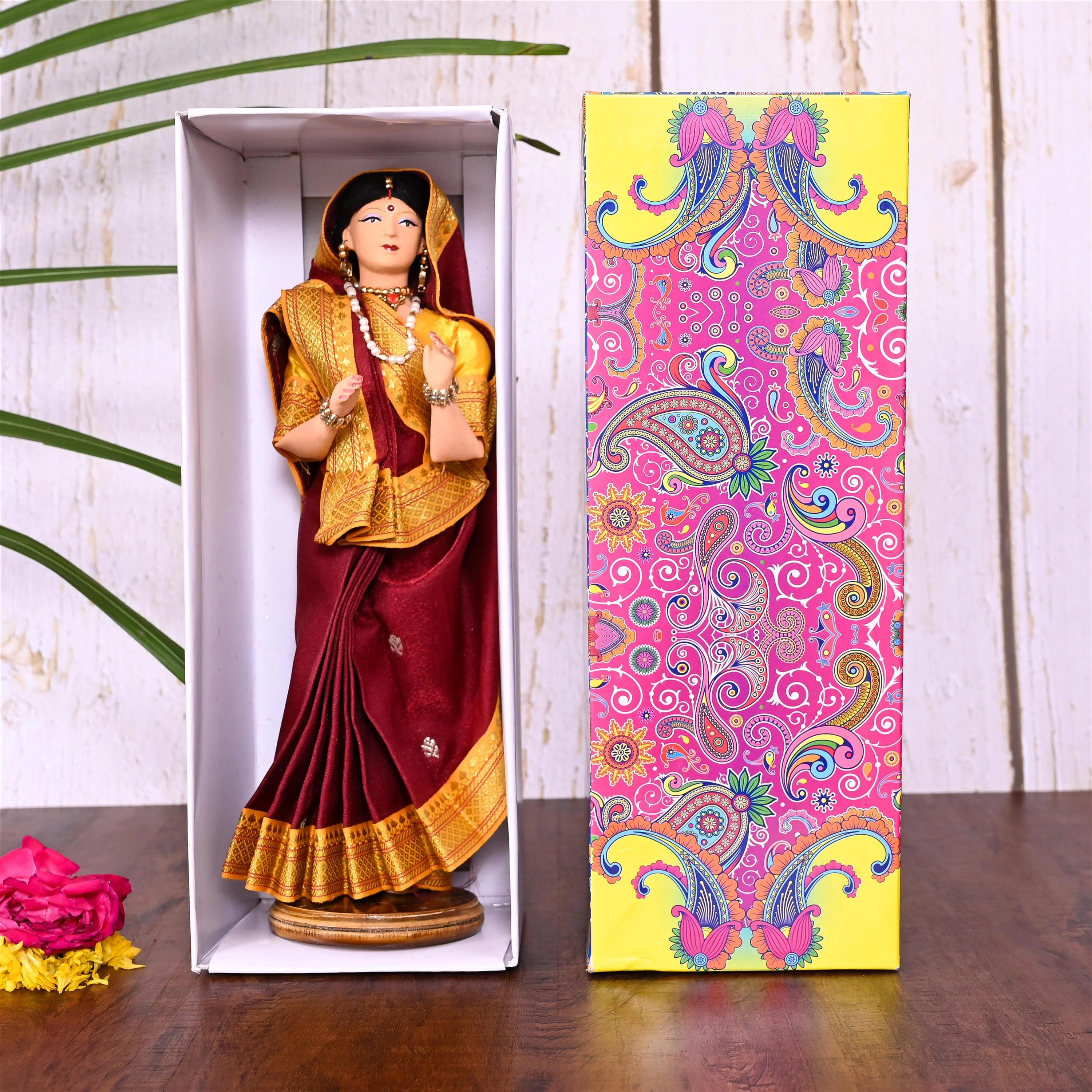 Handmade Rajasthani Doll In Banarasi Saree (10.5 Inch) - Image 14