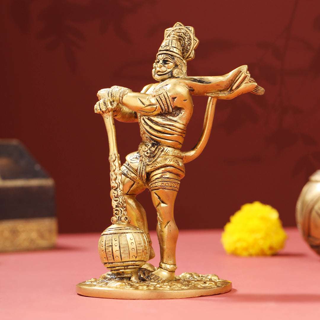 Brass Standing Hanuman Idol (7.2 Inch) - Image 2