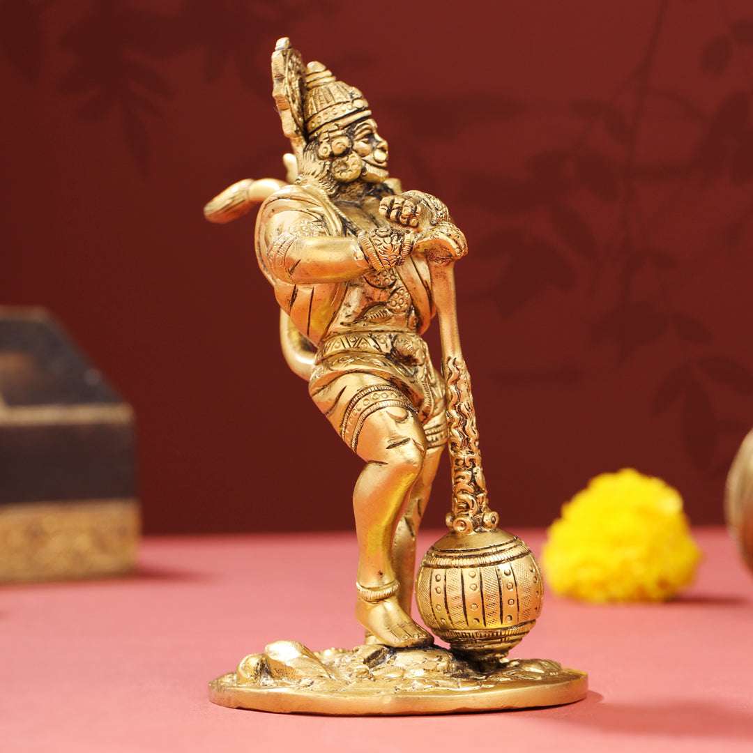 Brass Standing Hanuman Idol (7.2 Inch) - Image 6