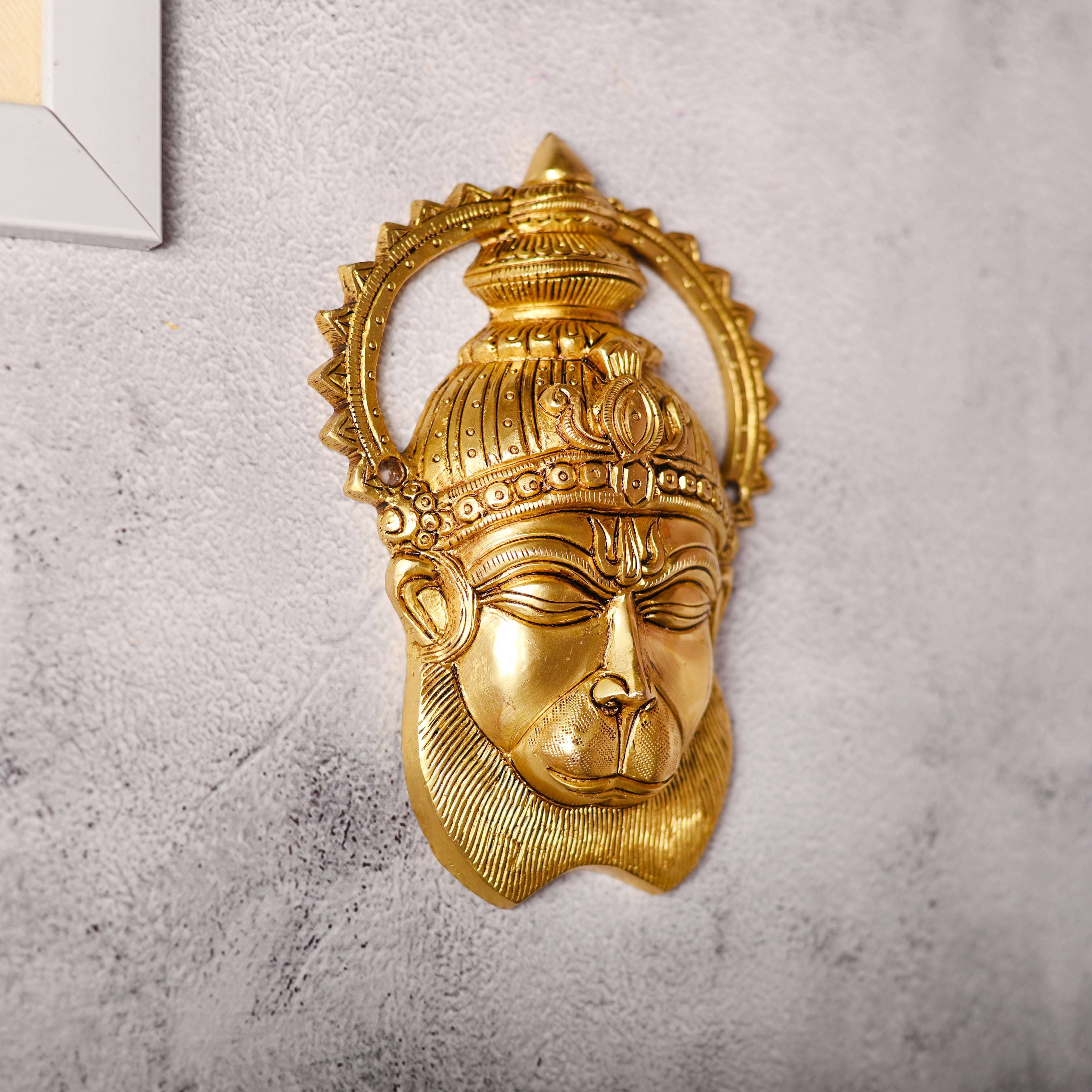 Brass Hanuman Face Wall Hanging (6.6 Inch) - Image 2