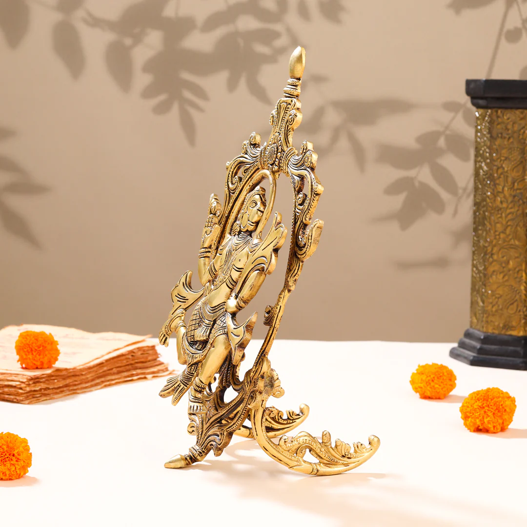 Brass Lord Hanuman Idol In Frame (12.5 Inch) - Image 3