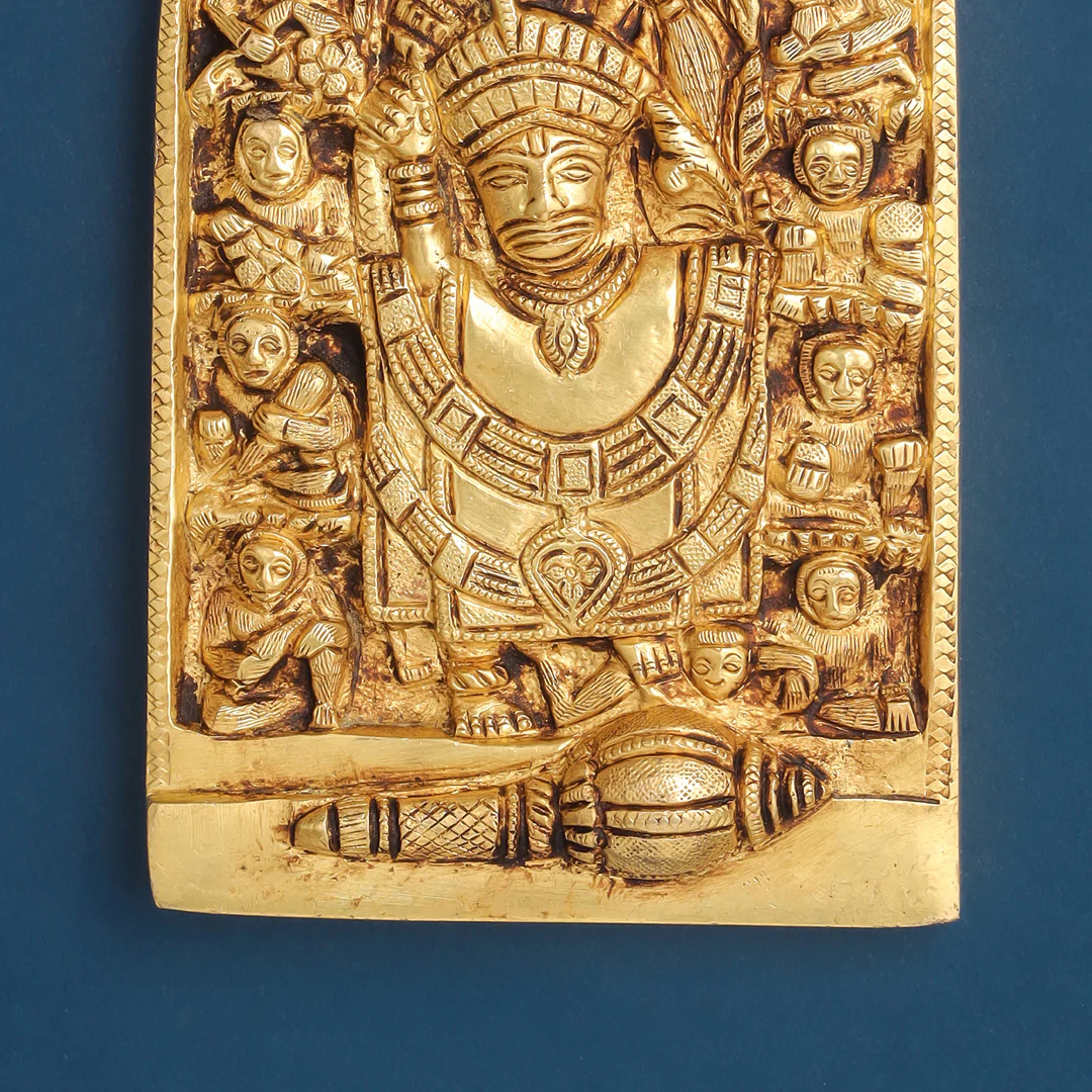Brass Hanuman Wall Hanging (7.5 Inch) - Image 4