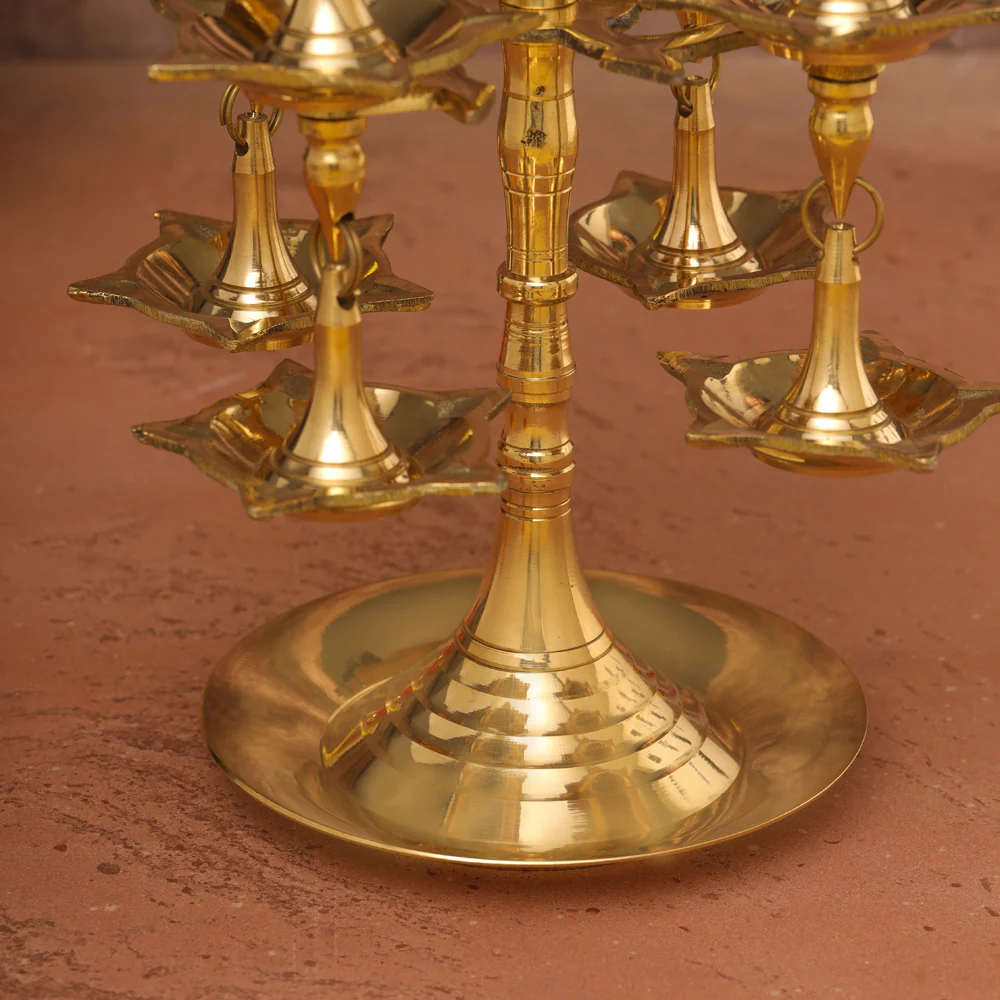 Brass Decorative Multi Wick Lamp (10.5 Inch) - Image 10
