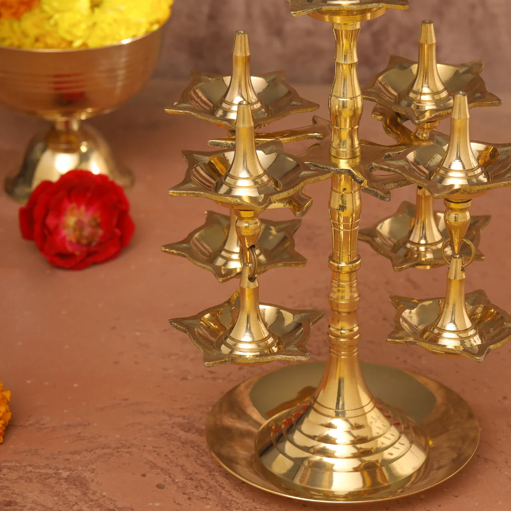 Brass Decorative Multi Wick Lamp (10.5 Inch) - Image 7