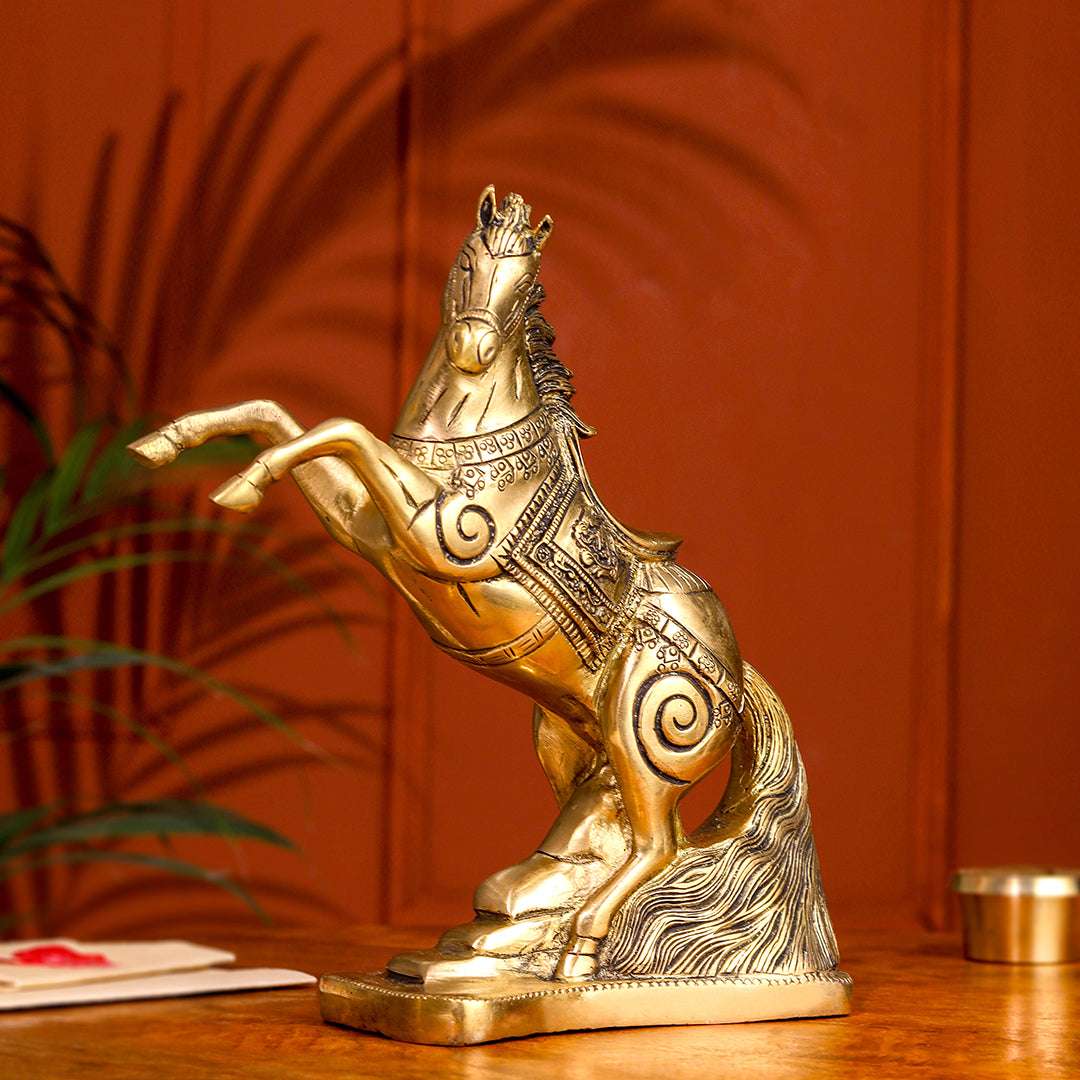 Brass Jumping Horse Statue (8.7 Inch) - Image 2