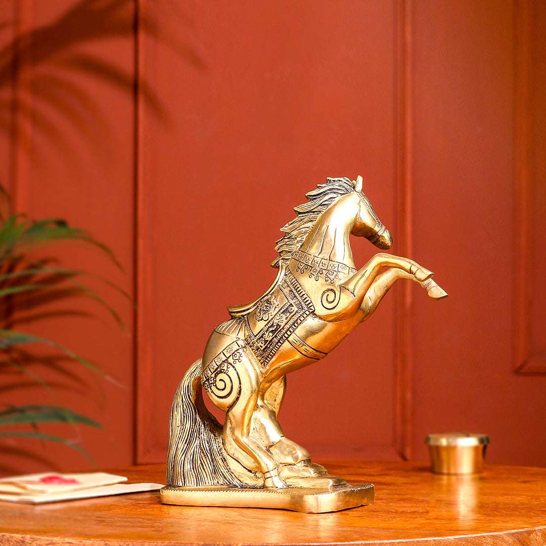 Brass Jumping Horse Statue (8.7 Inch) - Image 3
