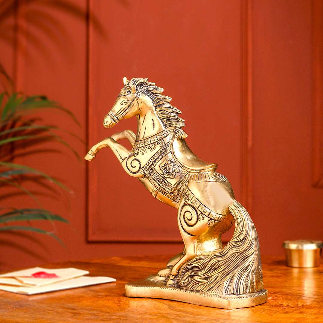 Brass Jumping Horse Statue (8.7 Inch) - Image 4