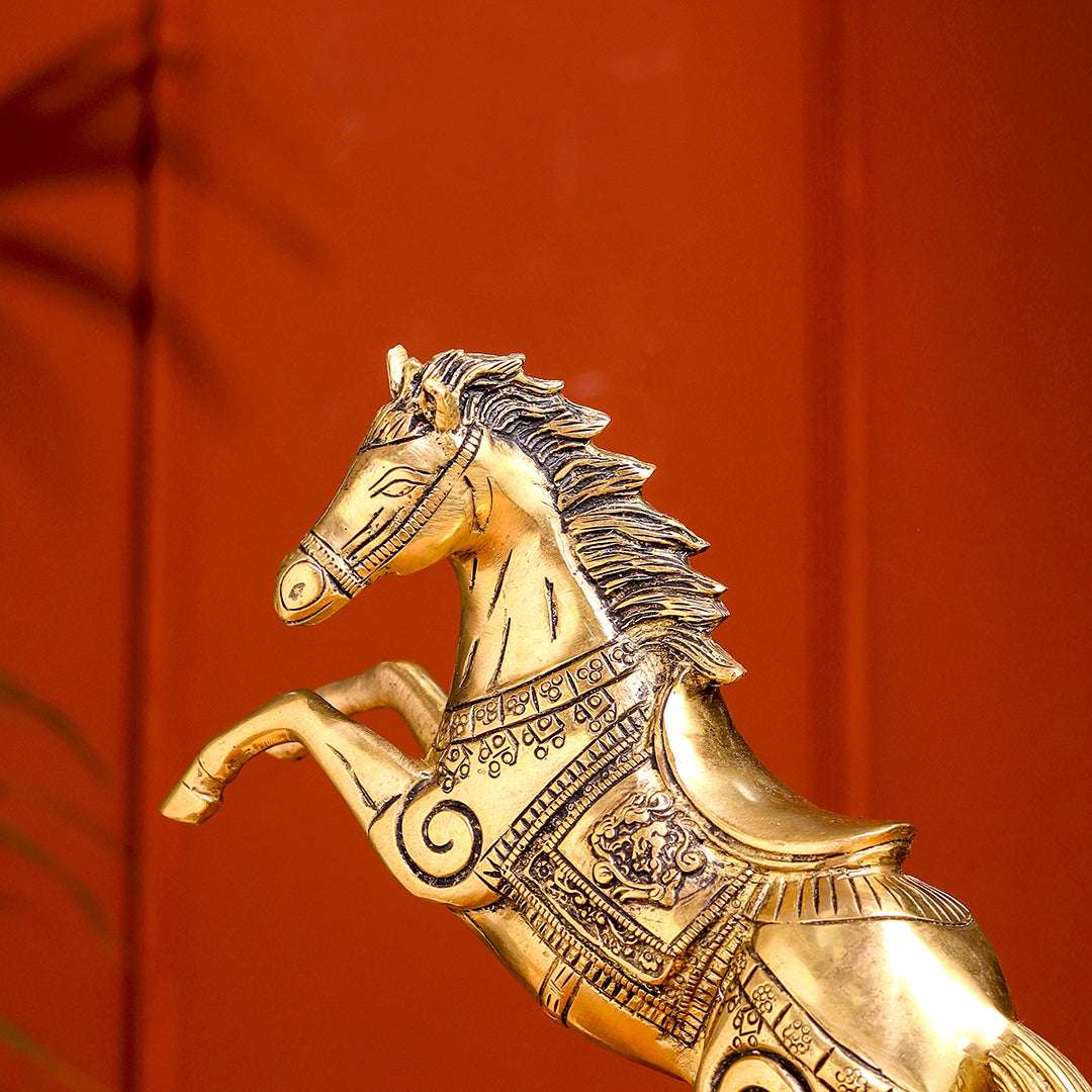 Brass Jumping Horse Statue (8.7 Inch) - Image 5