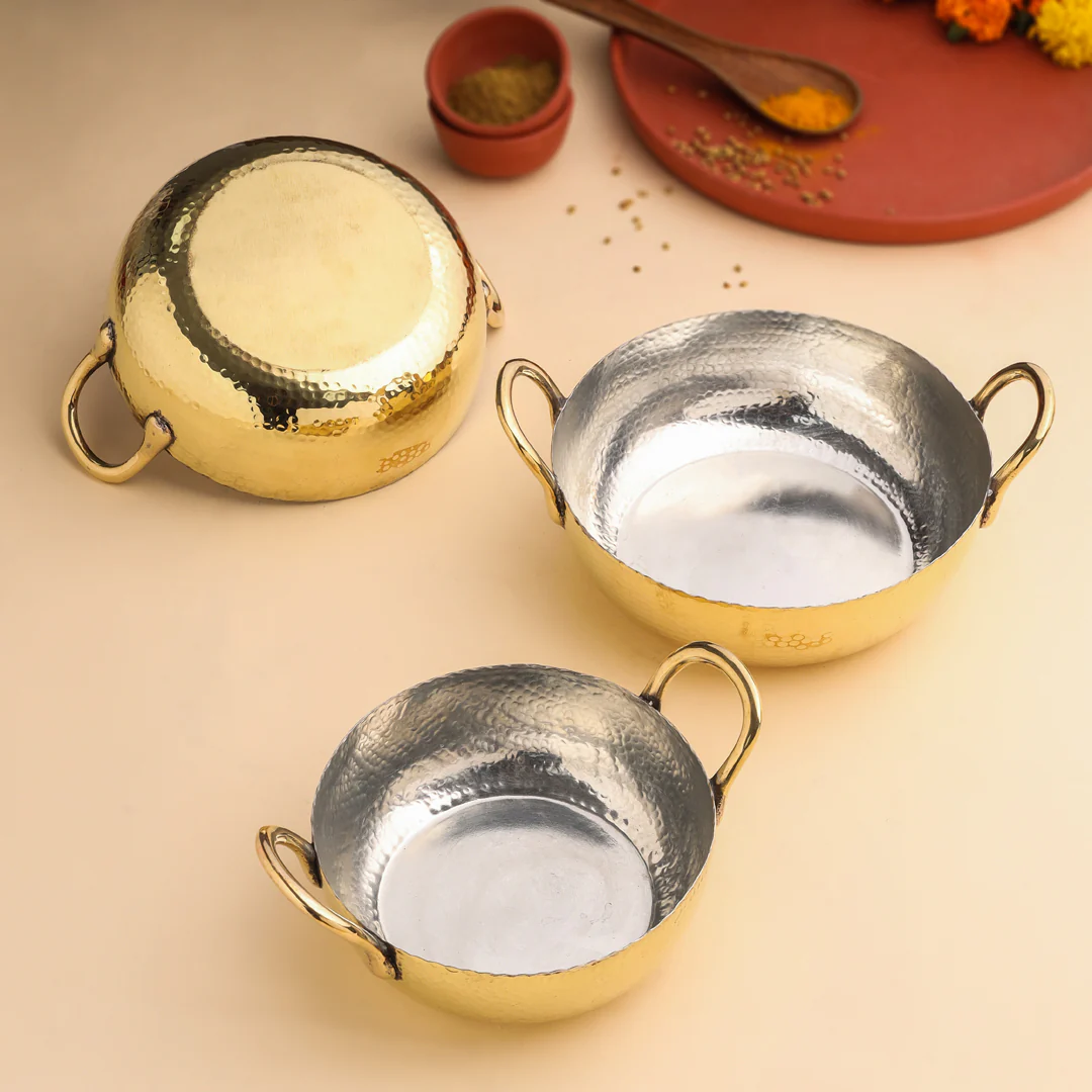 Brass Kadhai Set Of Three - Image 3