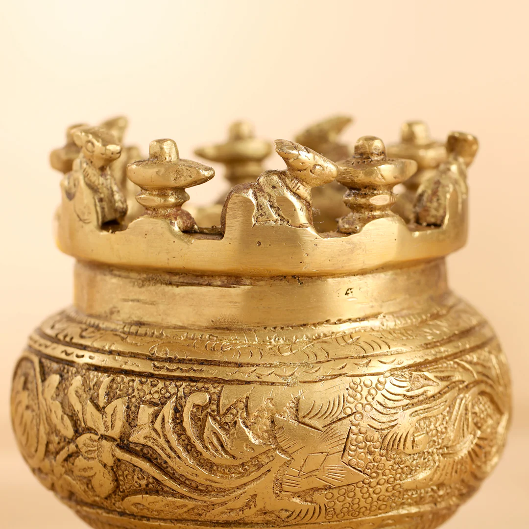 Brass Ganga Kalash with Stand – 4.5 Inch | Sacred Puja Vessel - Image 5