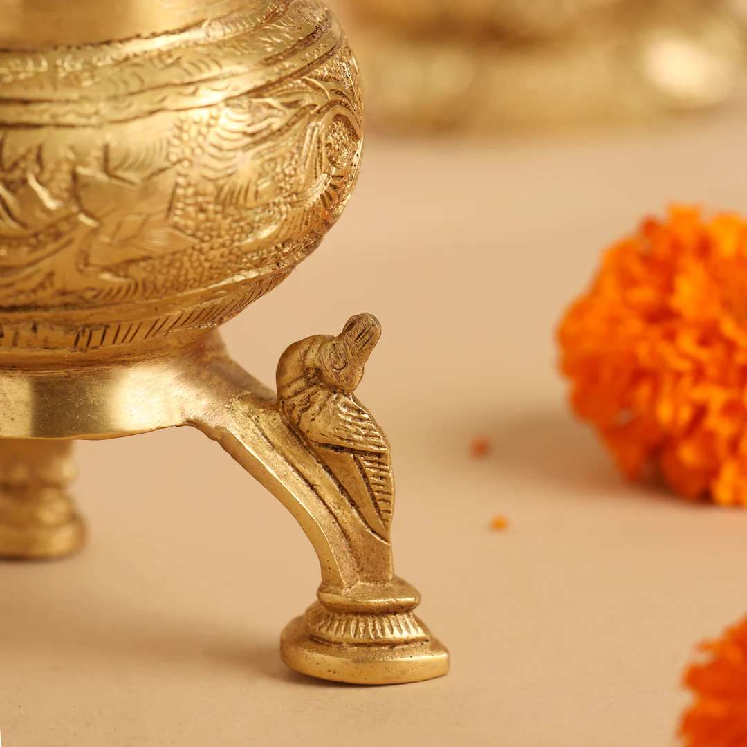 Brass Ganga Kalash with Stand – 4.5 Inch | Sacred Puja Vessel - Image 6