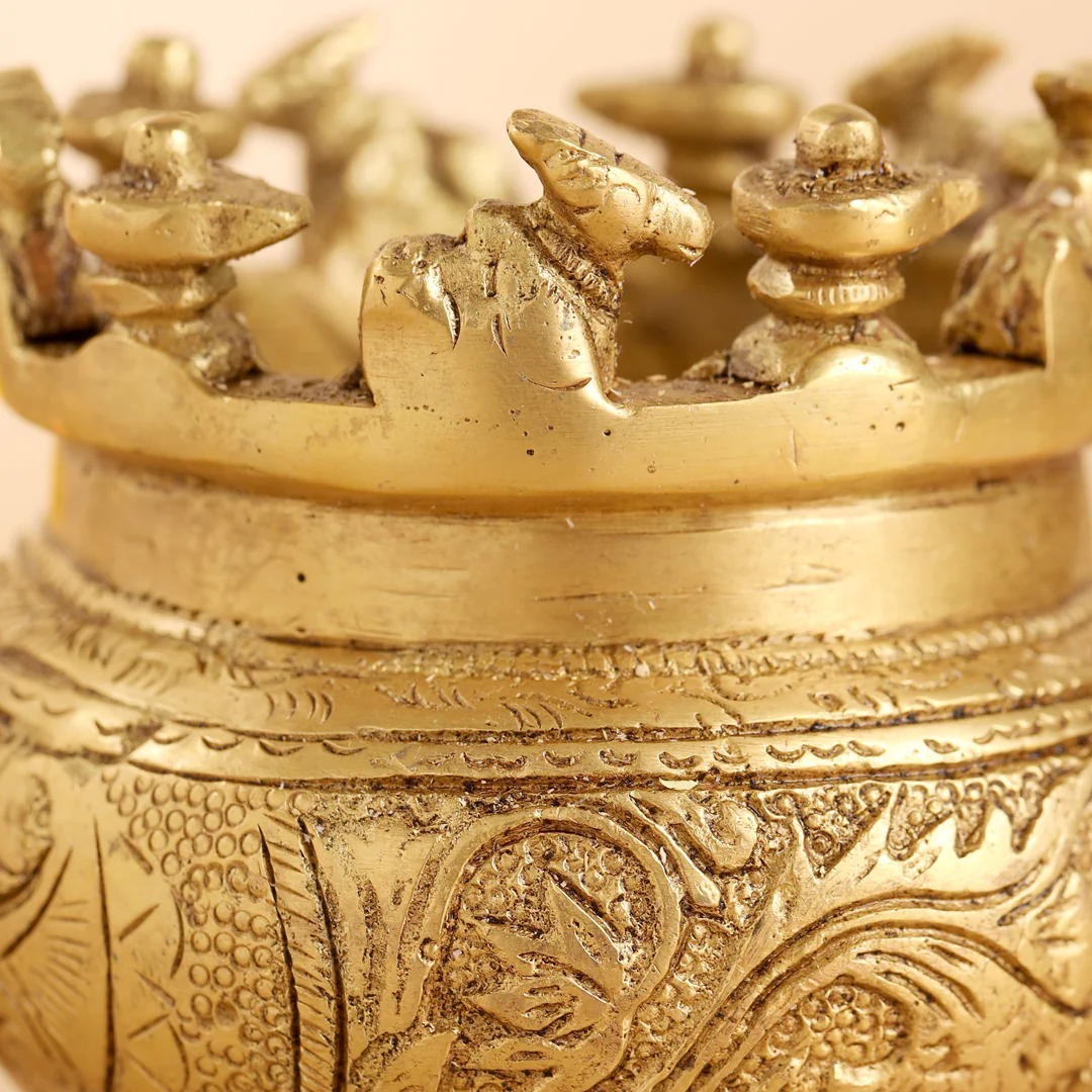 Brass Ganga Kalash with Stand – 4.5 Inch | Sacred Puja Vessel - Image 7
