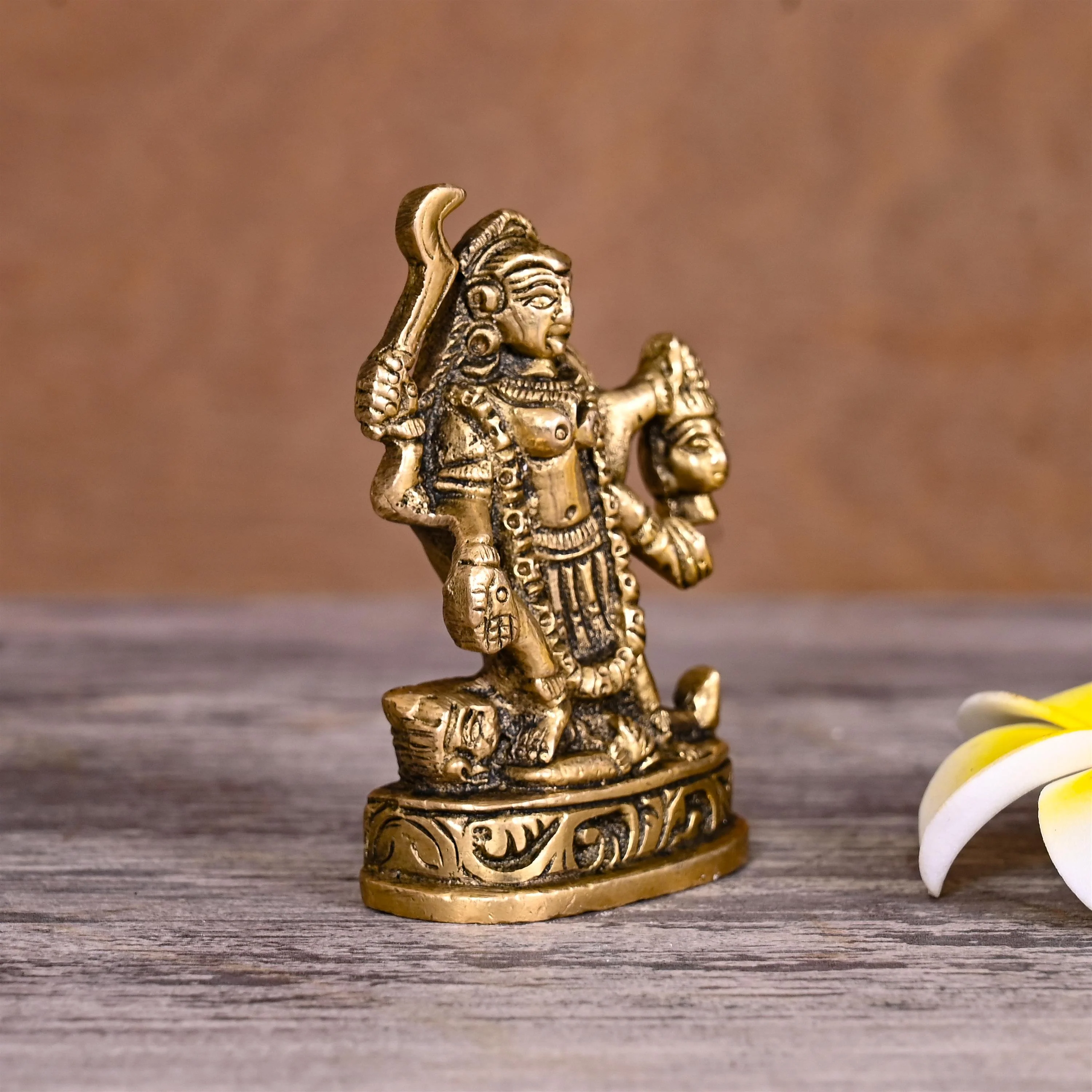 Brass Goddess Standing Kali Idol (2.5 Inch) - Image 2