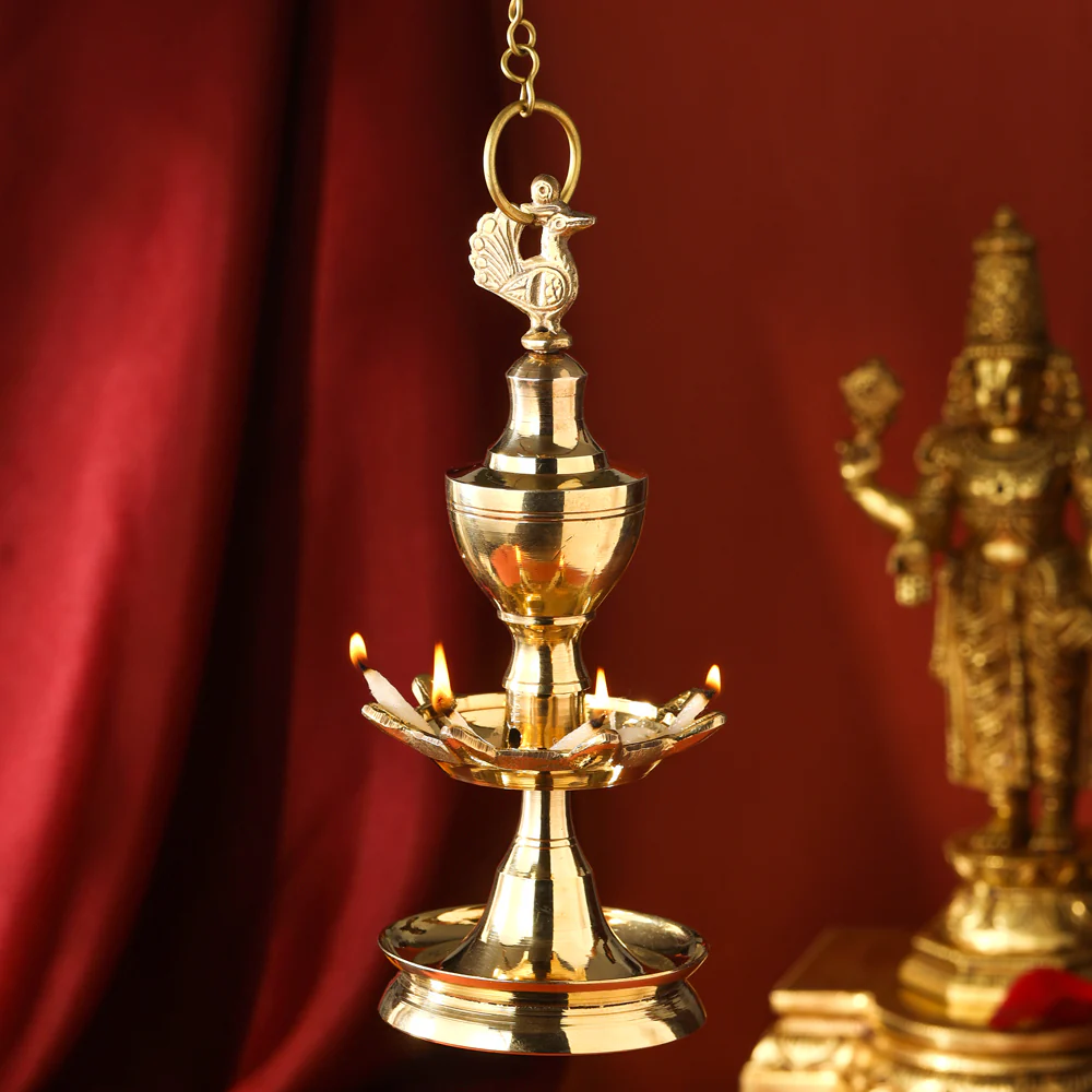 Brass Hanging Kamal Deep (27.5 Inch)