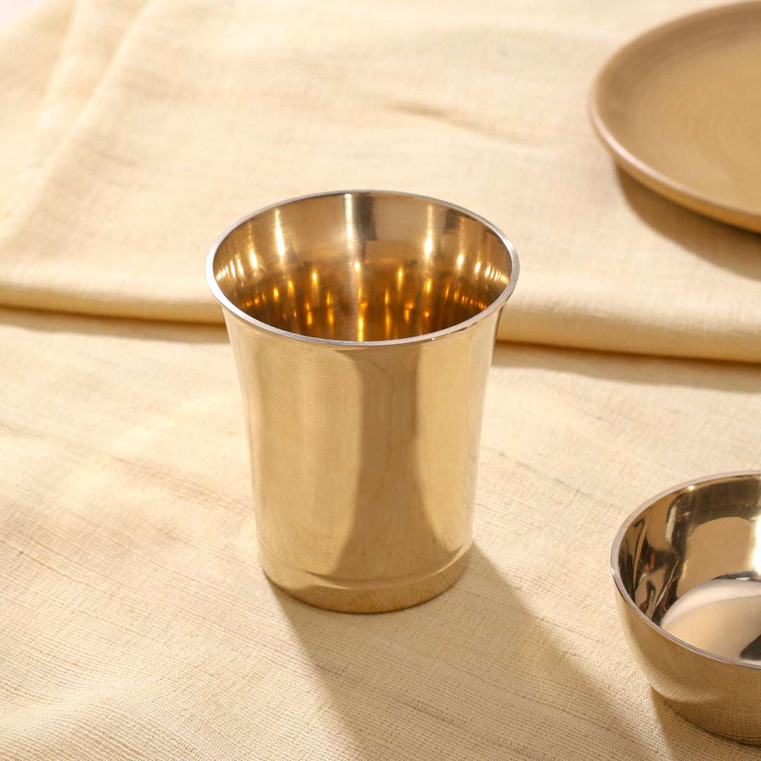 Pure Kansa/Bronze Bowl and Glass Pair - Image 3