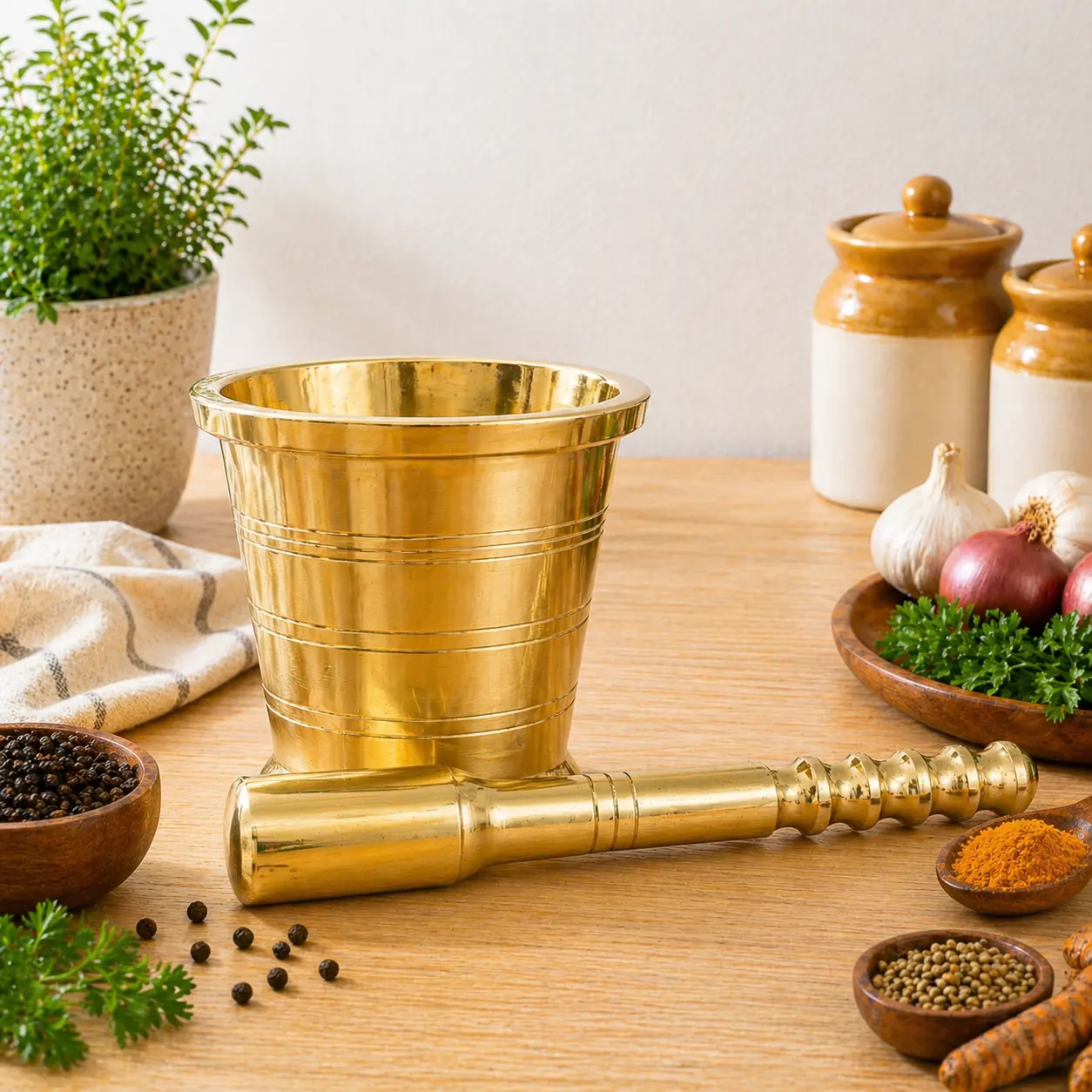 Brass Mortar And Pestle (Okhli) - Image 2