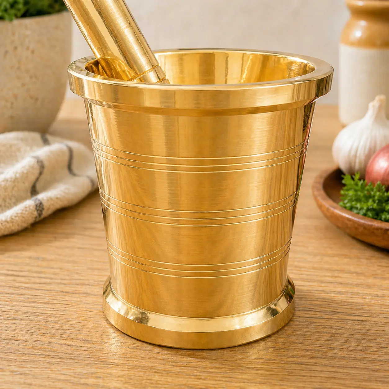 Brass Mortar And Pestle (Okhli) - Image 3