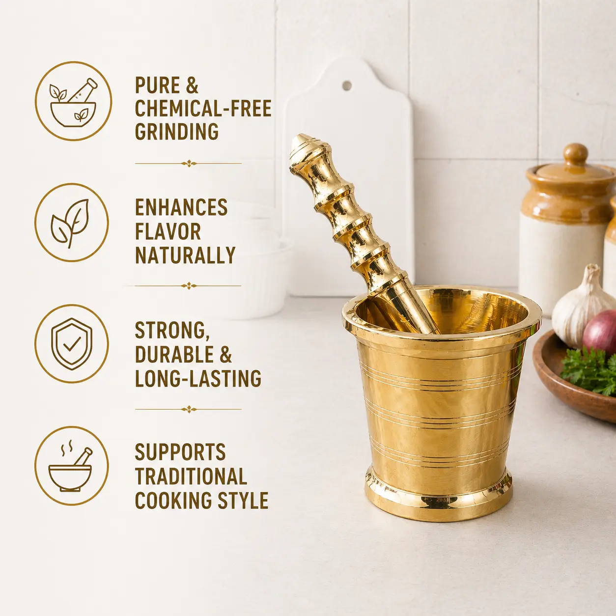 Brass Mortar And Pestle (Okhli) - Image 5