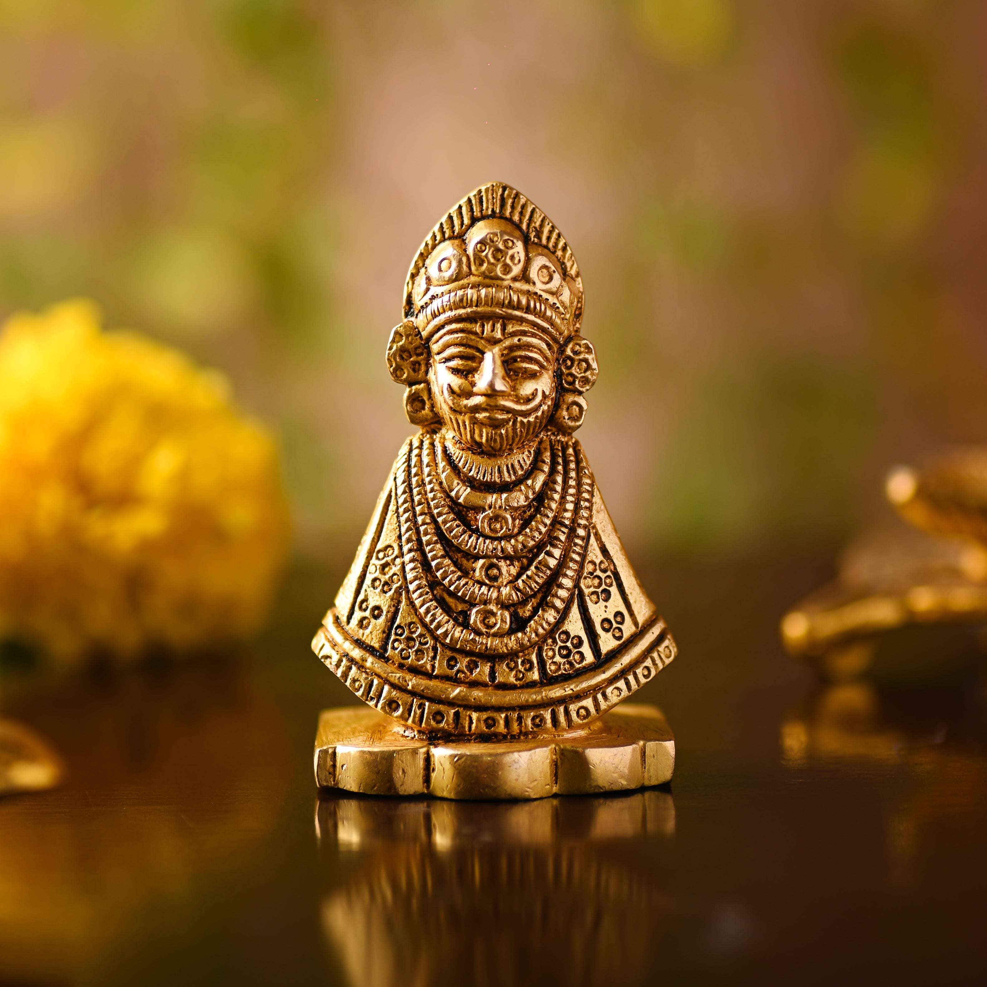 Brass Khatu shyam Idol – Handmade Premium Brass Decor (2.8 Inch)