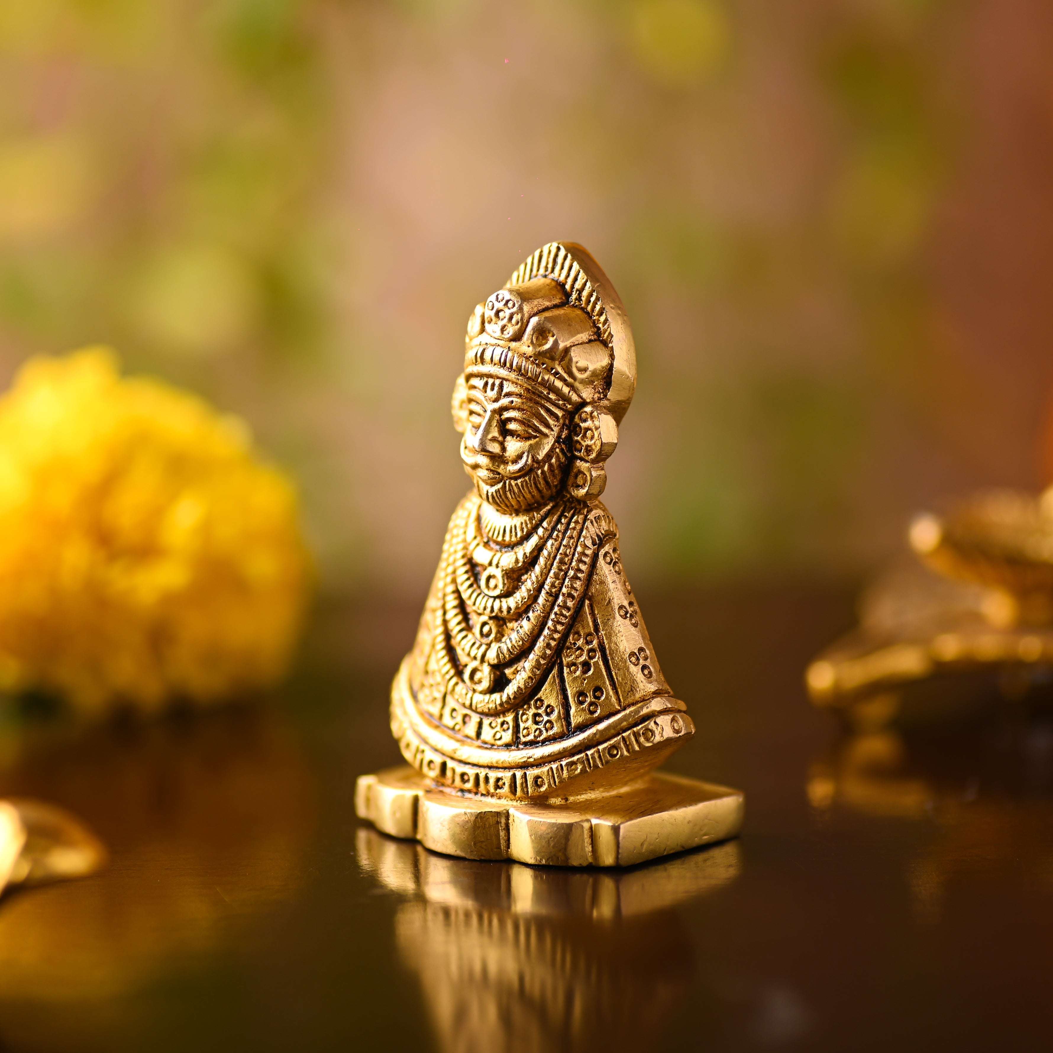 Brass Khatu shyam Idol – Handmade Premium Brass Decor (2.8 Inch) - Image 2