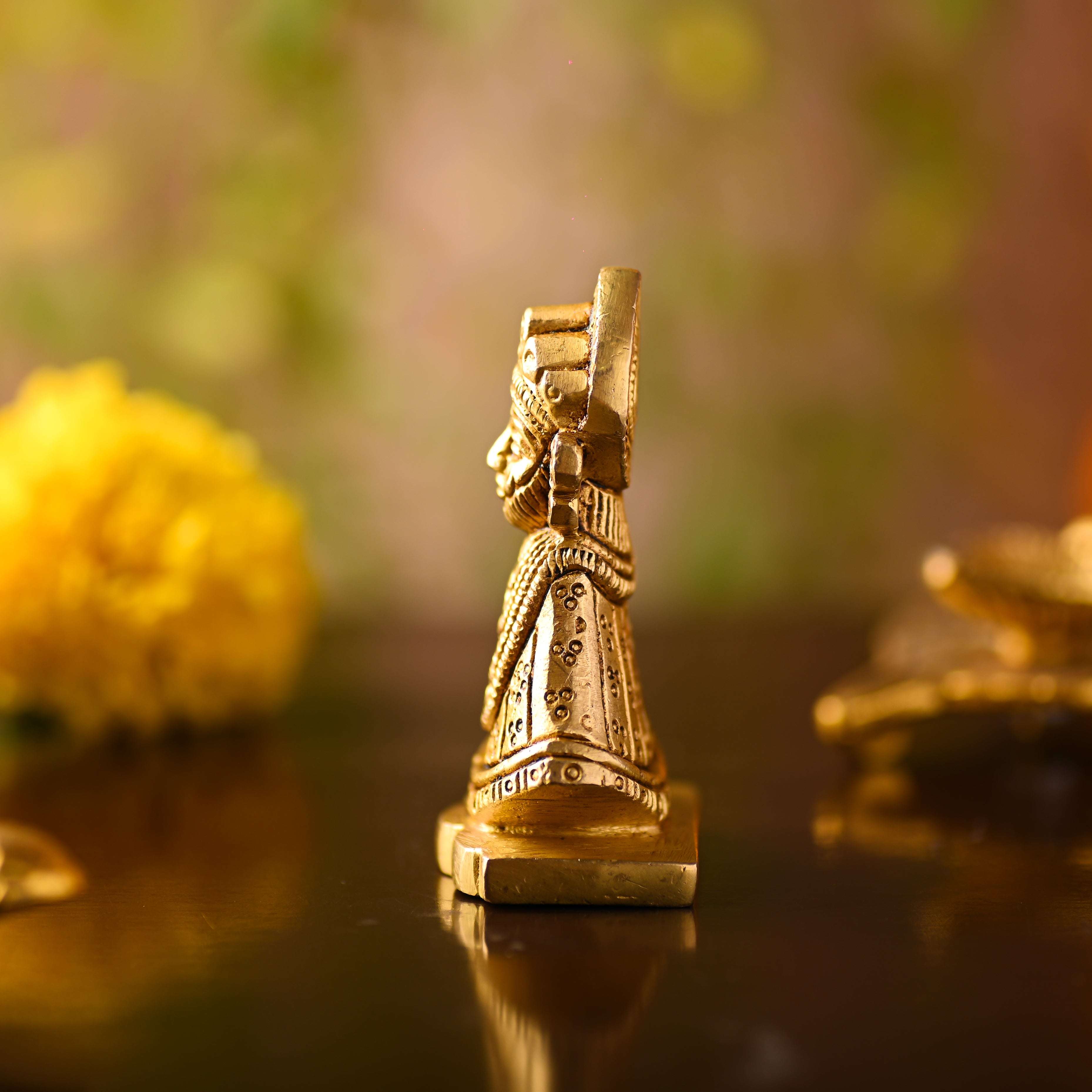 Brass Khatu shyam Idol – Handmade Premium Brass Decor (2.8 Inch) - Image 3