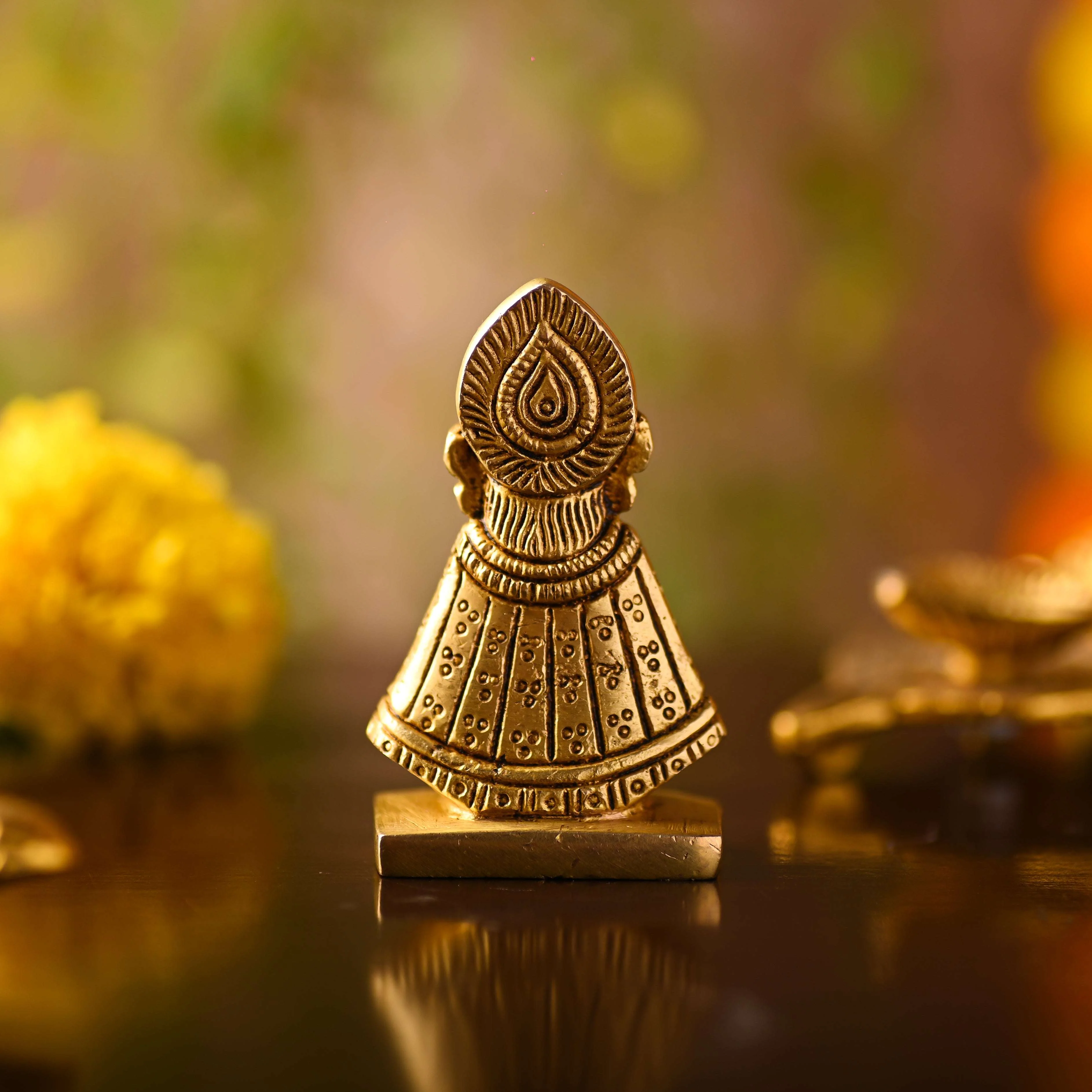 Brass Khatu shyam Idol – Handmade Premium Brass Decor (2.8 Inch) - Image 4