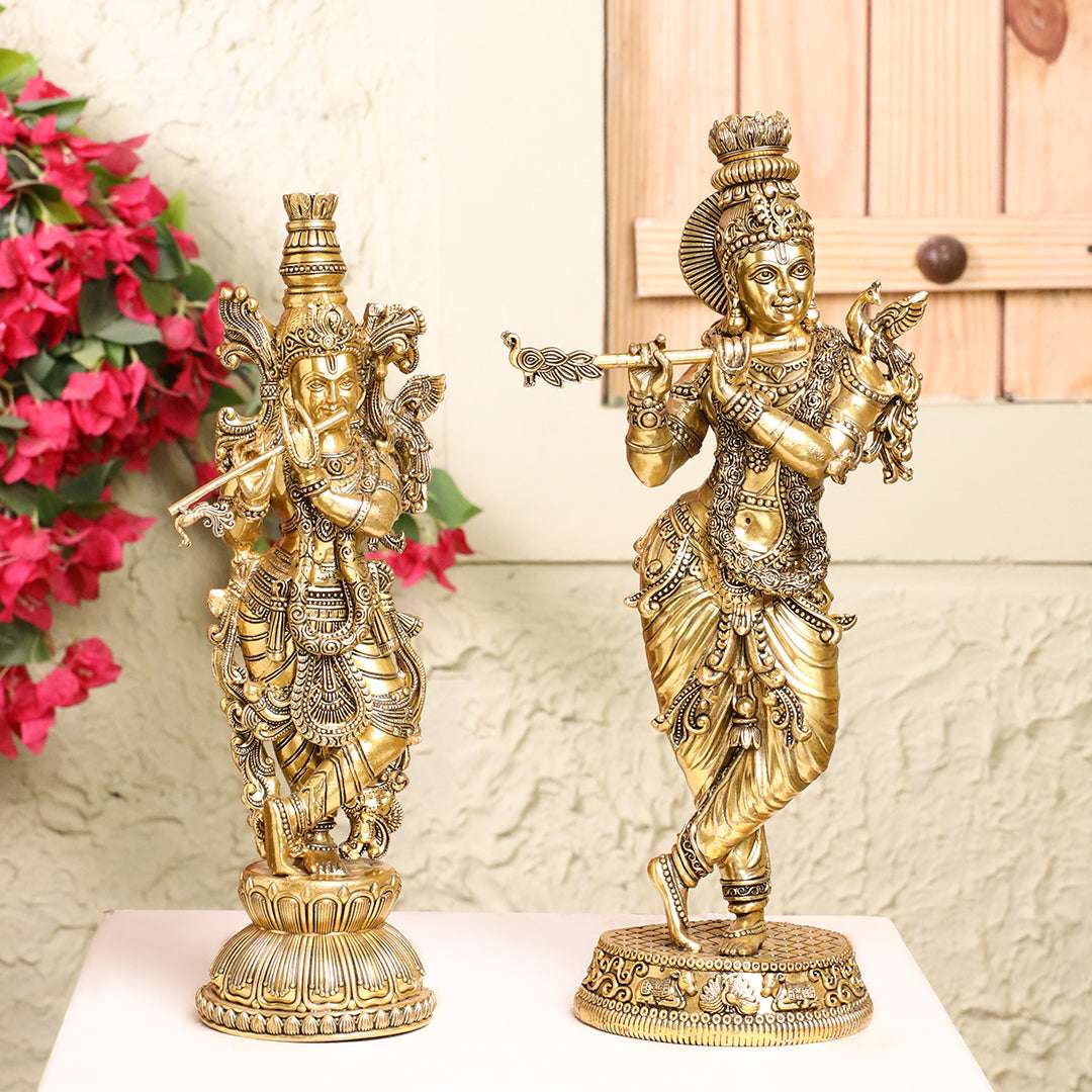 Brass Standing Krishna Idol
